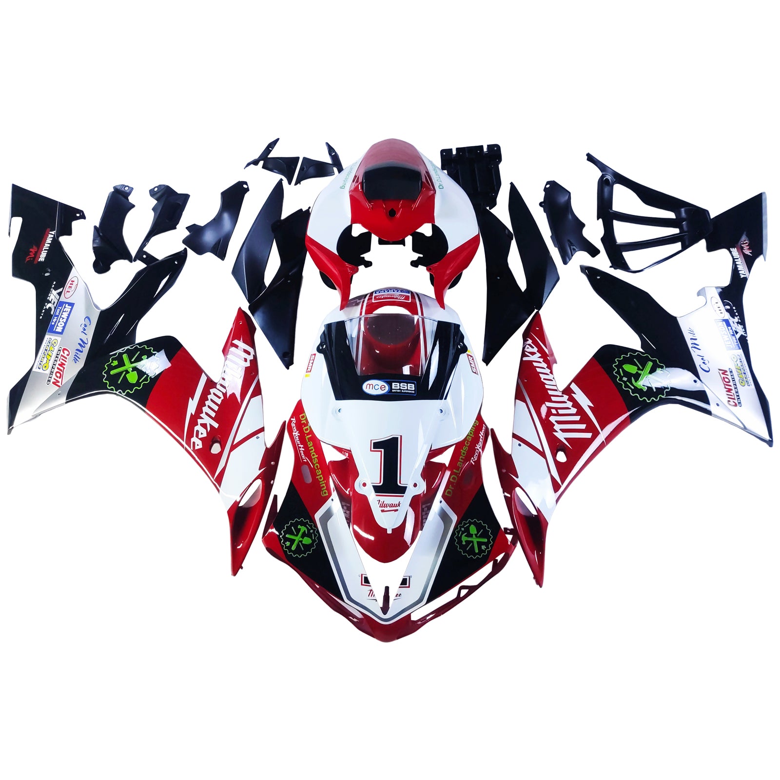 Amotopart 2004–2006 YZF 1000 R1 Yamaha Rot&Weißes Verkleidungsset