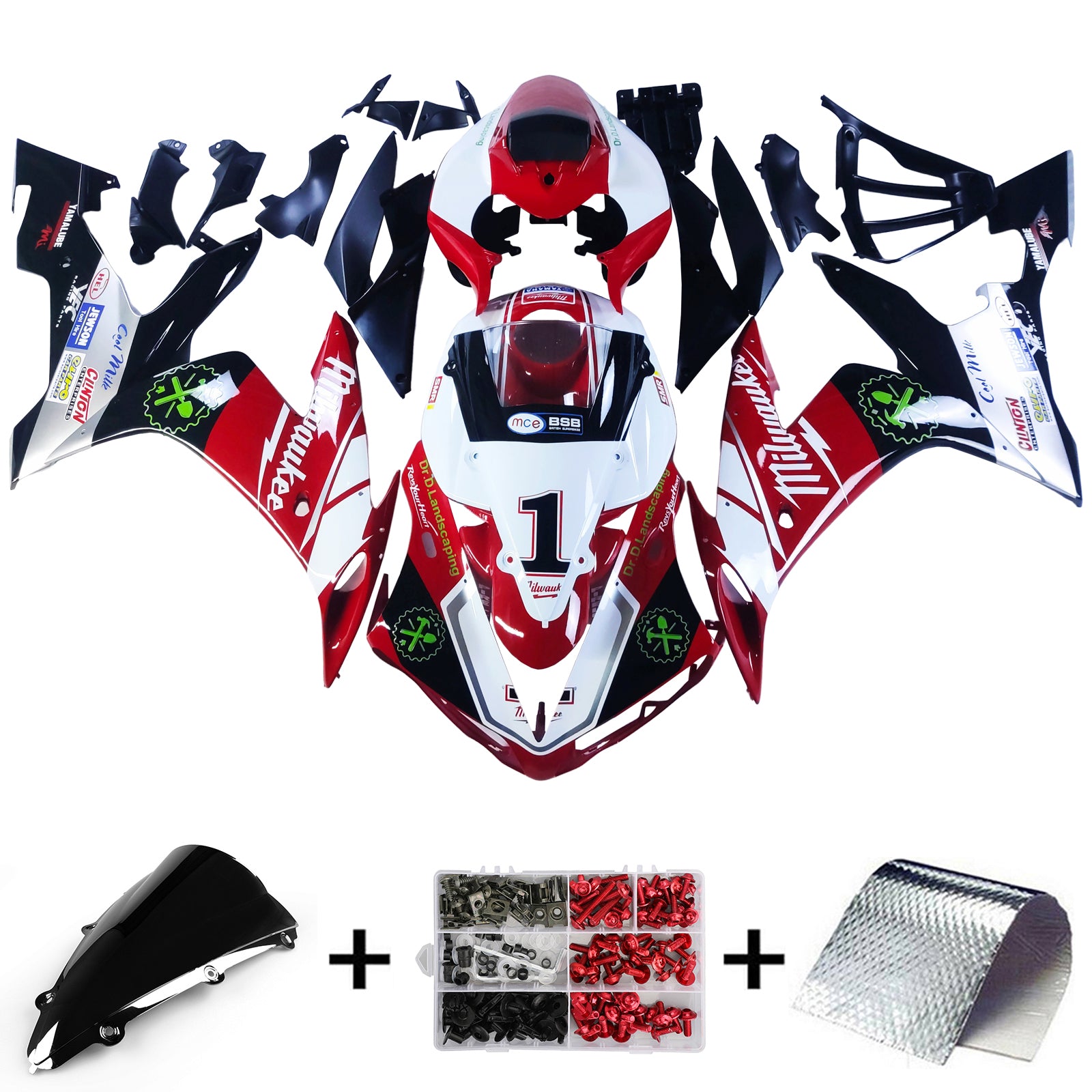 Amotopart 2004–2006 YZF 1000 R1 Yamaha Rot&Weißes Verkleidungsset