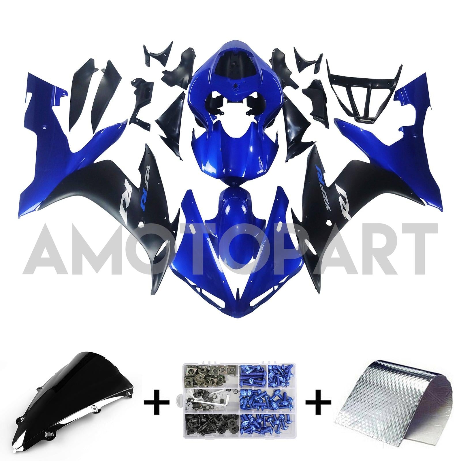 Amotopart 2004-2006 YZF 1000 R1 Yamaha Blue & Black Fairing Kit