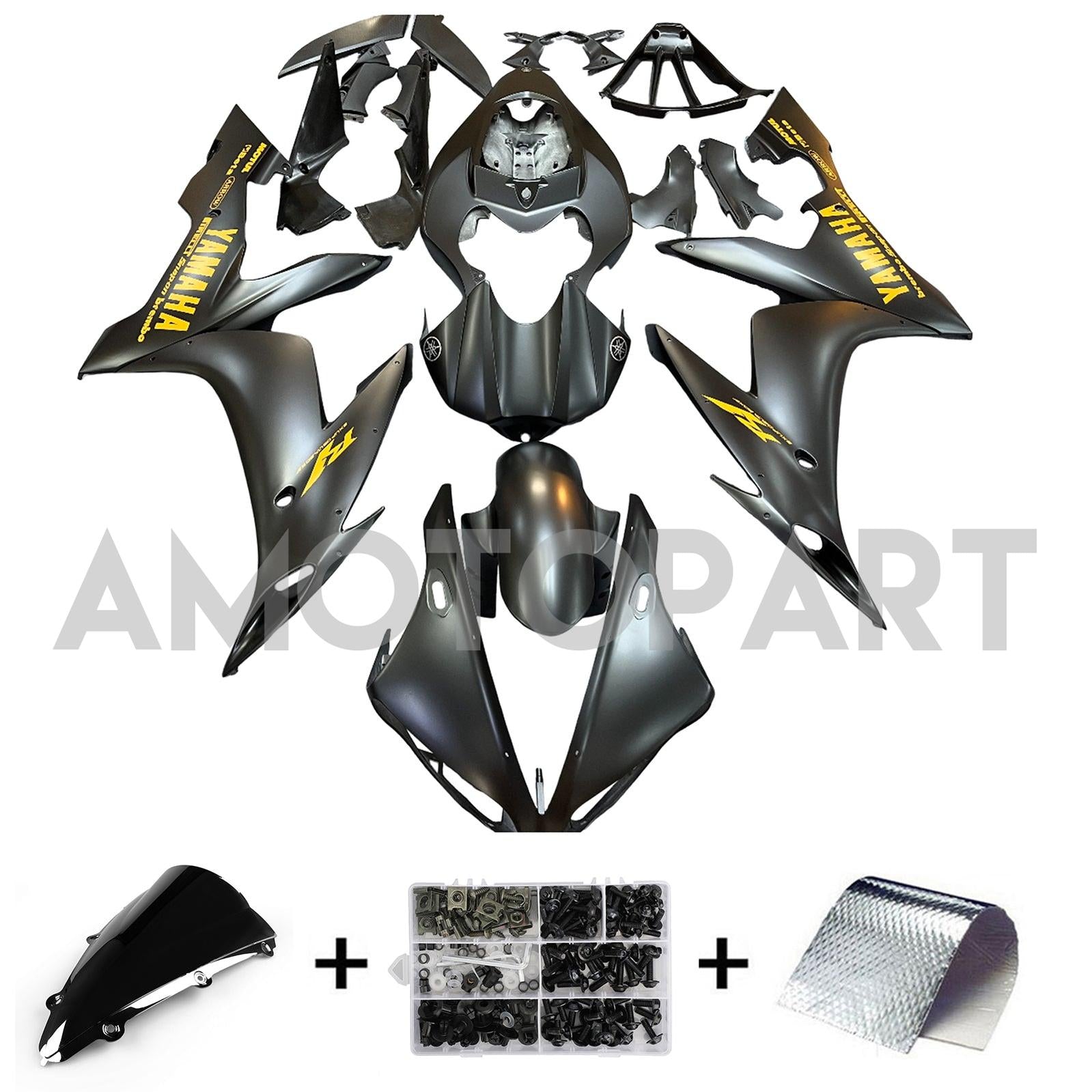 Amotopart 2004-2006 YZF 1000 R1 Yamaha Black & Orange Fairing Zestaw
