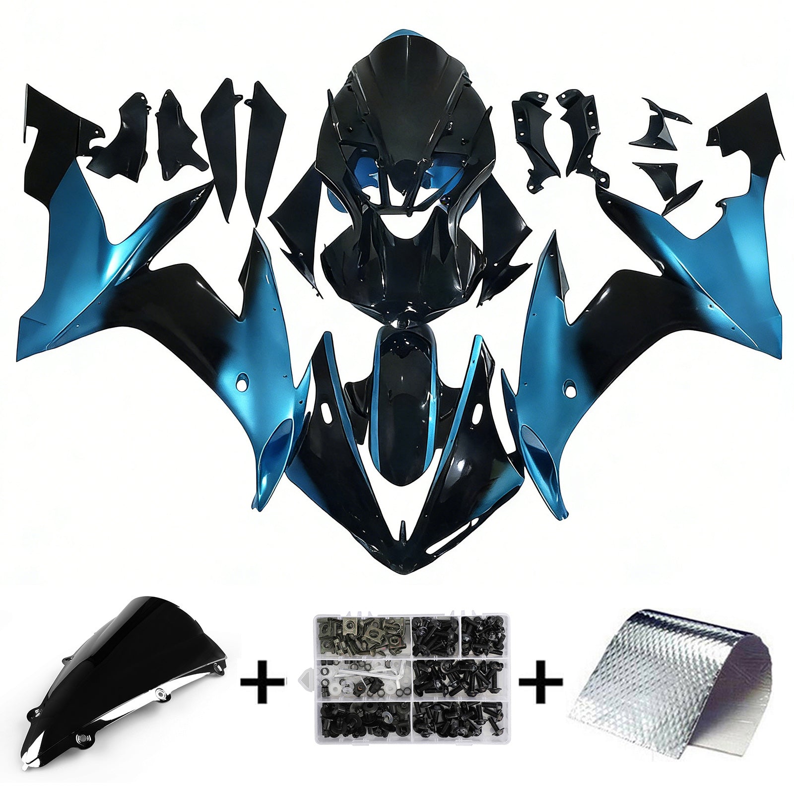 Amotopart 2004-2006 YZF 1000 R1 ヤマハ ブルー & ブラック パトロナス フェアリングキット