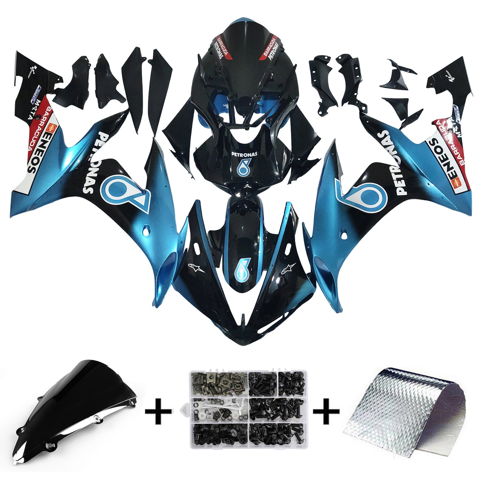Amotopart 2004-2006 YZF 1000 R1 ヤマハ ブルー & ブラック パトロナス フェアリングキット