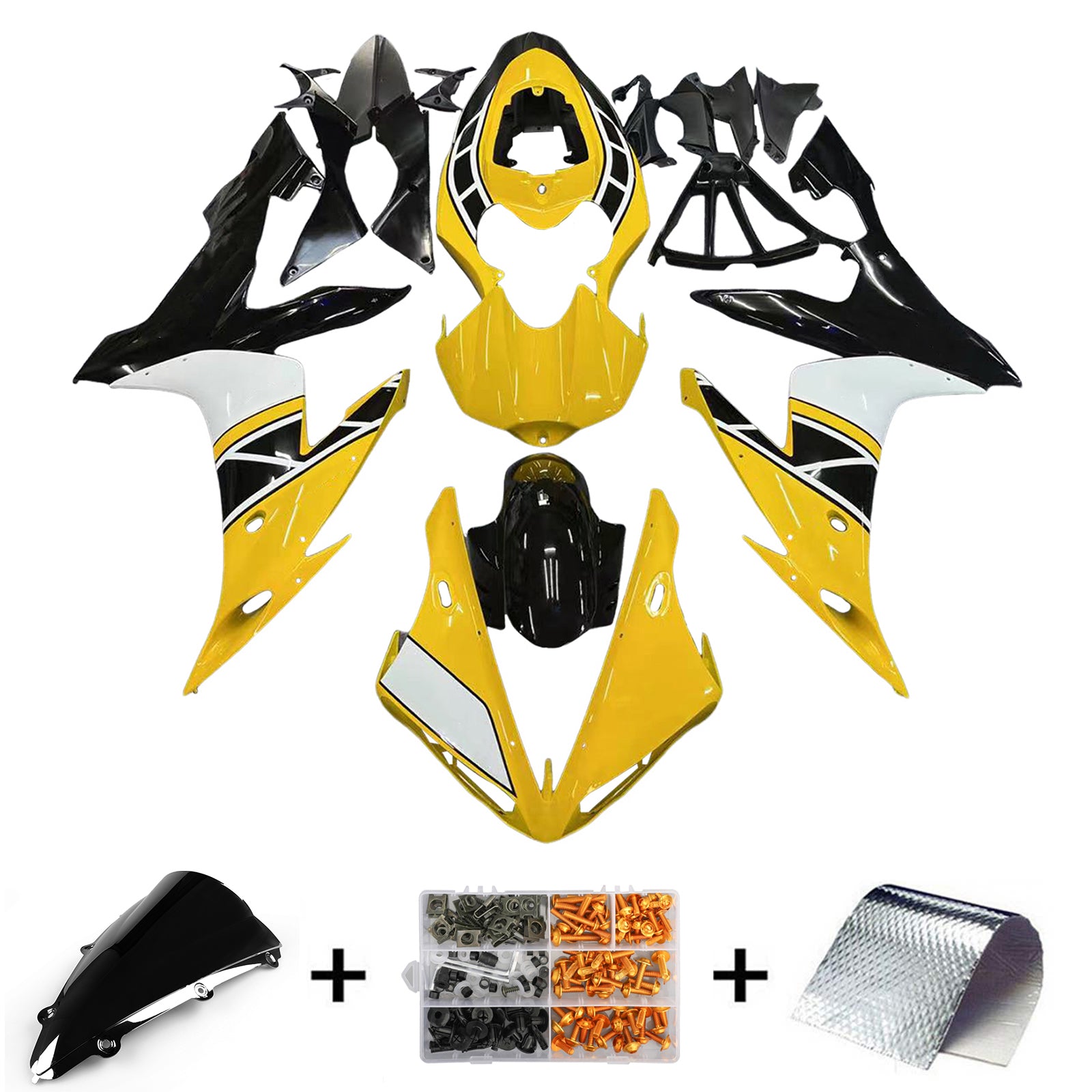 Amotopart Yamaha YZF 1000 R1 2004-2006 Yellow&White Fairing Kit
