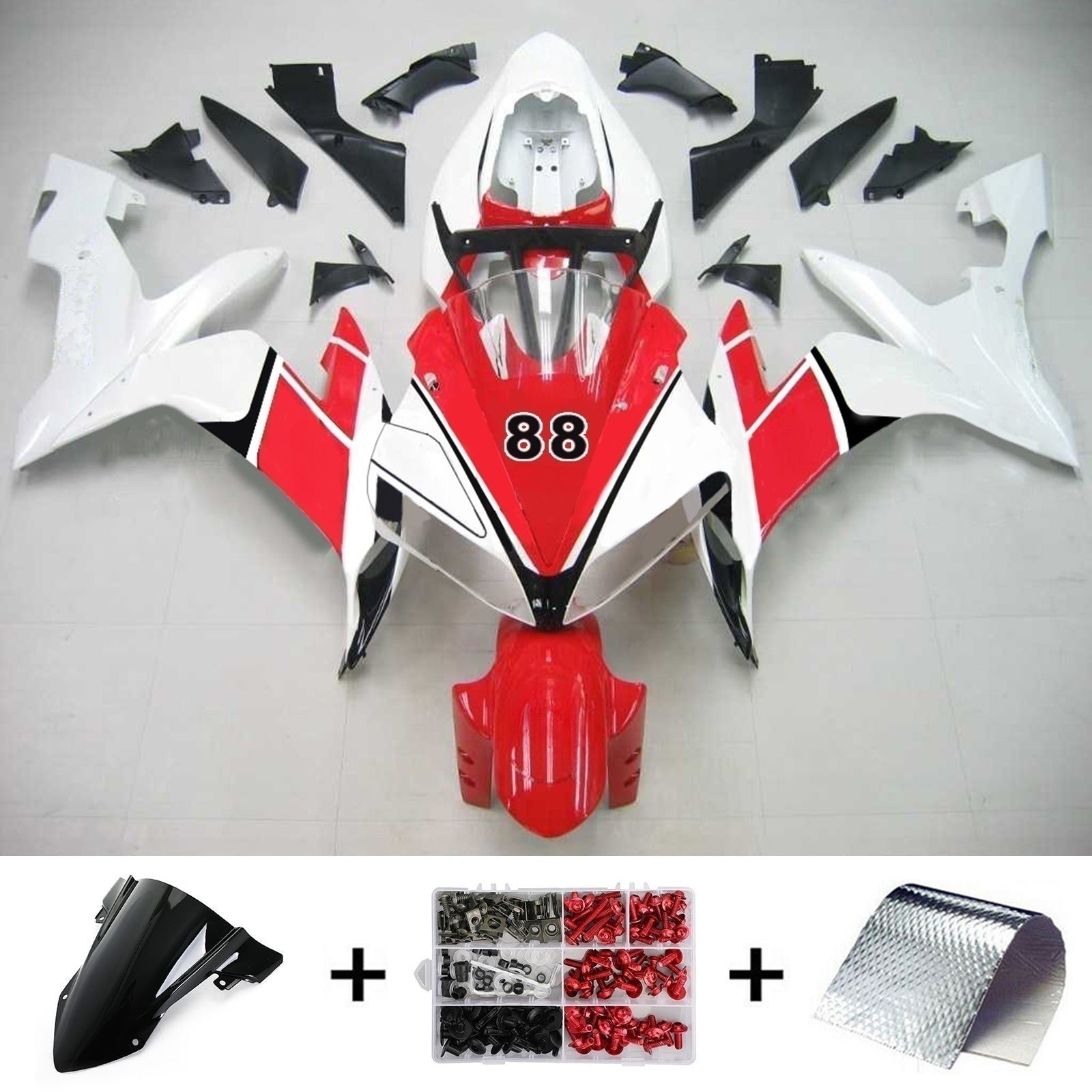 Amotopart Yamaha 2004-2006 YZF 1000 R1 White Red Fairing Kit