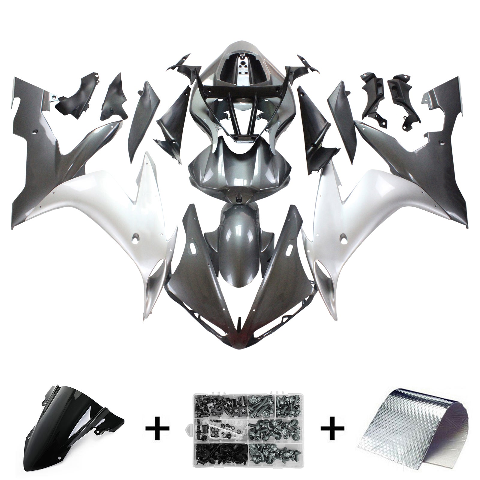 Amotopart ヤマハ 2004-2006 YZF 1000 R1 シルバー フェアリングキット