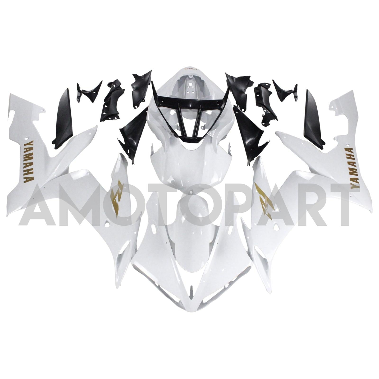 Amotopart Yamaha 2004-2006 YZF 1000 R1 White Golden Logos Fairing Kit