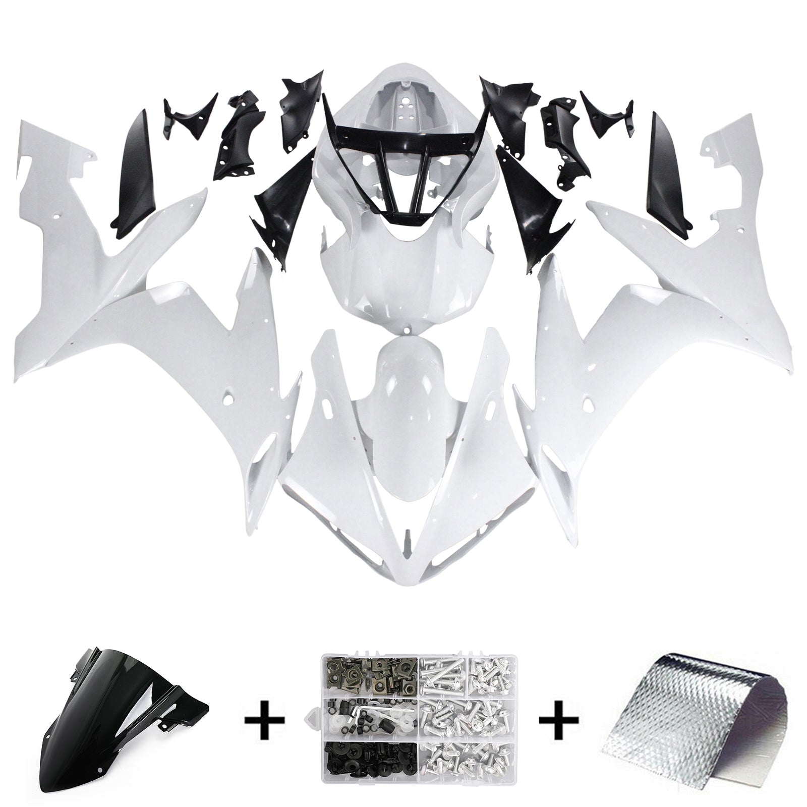 Amotopart Yamaha 2004-2006 YZF 1000 R1 White Fairing Kit