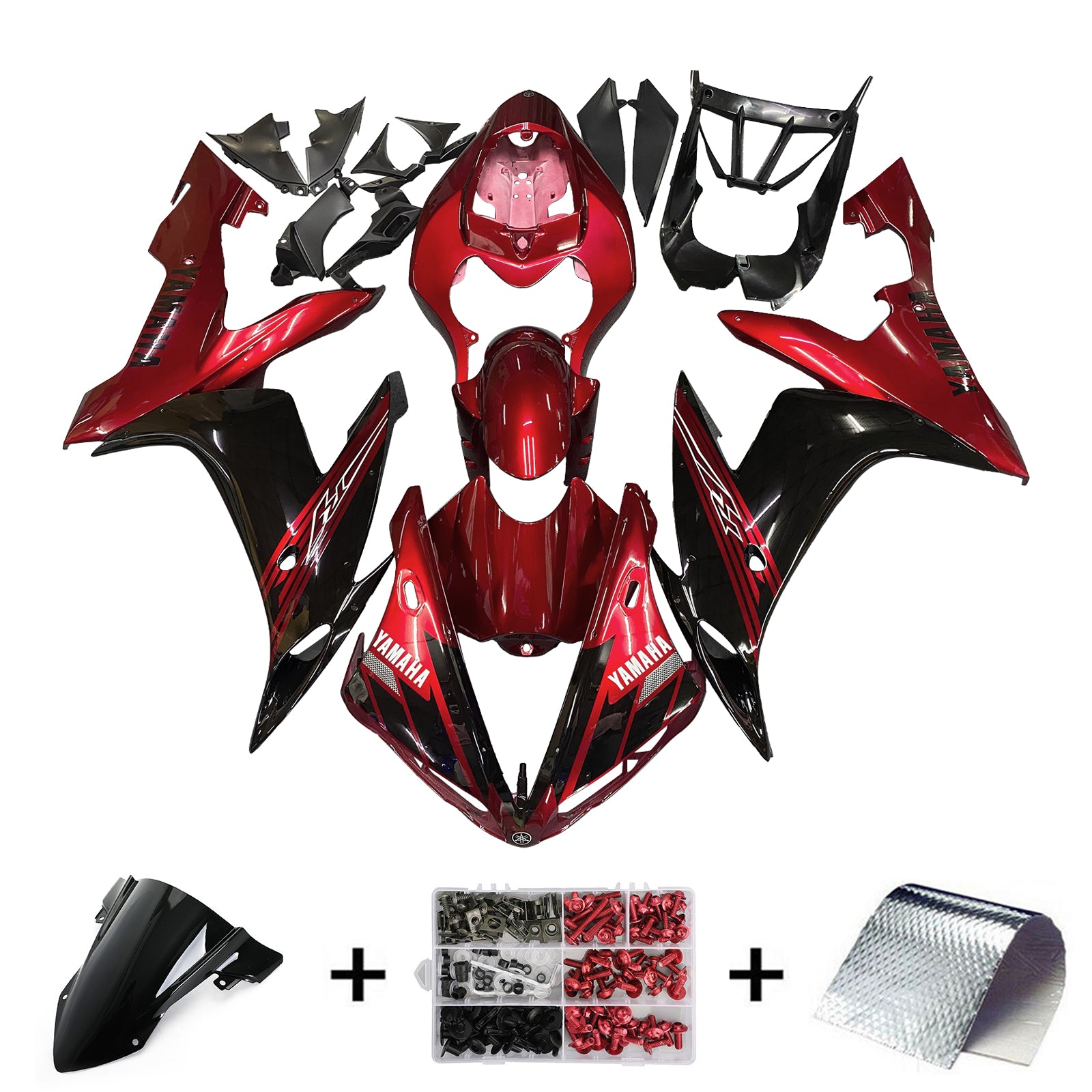 Amotopart 2004-2006 Yamaha YZF-R1 Kit de carenado rojo y negro