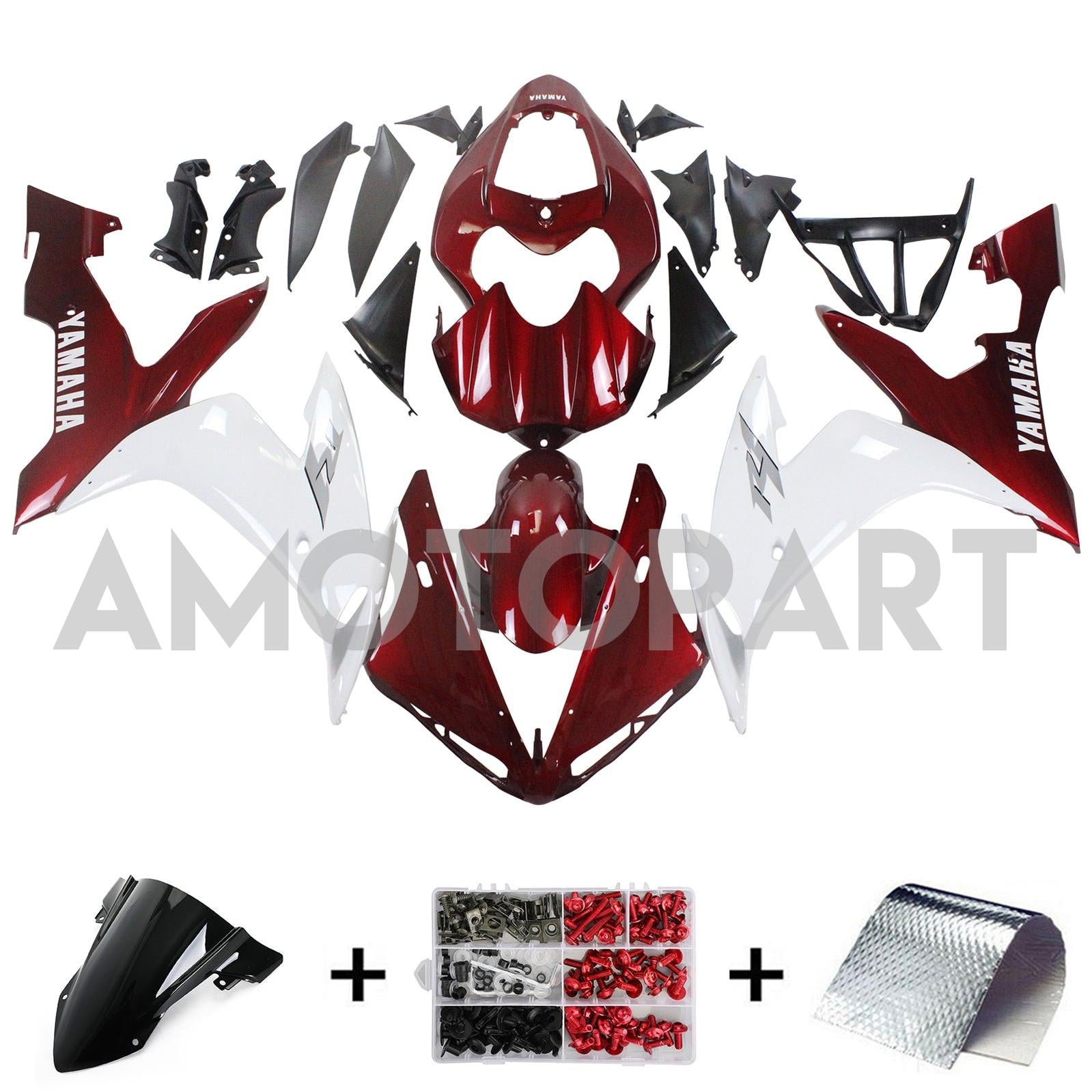 Amotopart 2004-2006 YZF 1000 R1 Yamaha Red&White Fairing Kit
