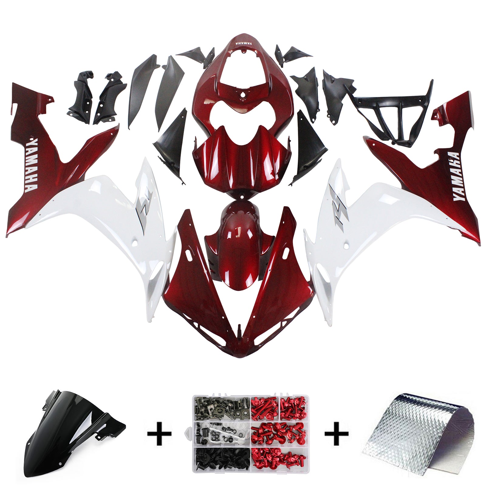 Amotopart 2004-2006 YZF 1000 R1 Yamaha Kit de carenado rojo y blanco