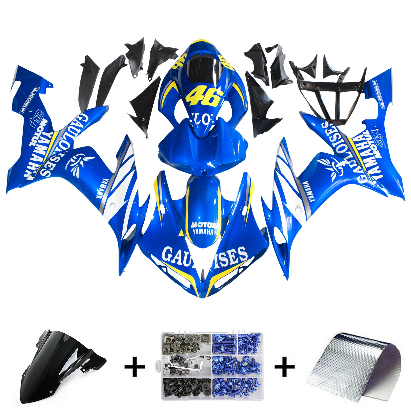 Kit de carénage d'injection carrosserie en plastique ABS adapté pour Yamaha YZF 1000 R1 2004-2006