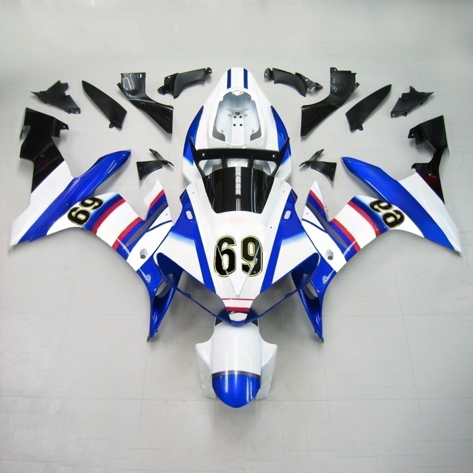 Amotopart Yamaha 2004-2006 YZF 1000 R1 Blue White No.69 Fairing Kit
