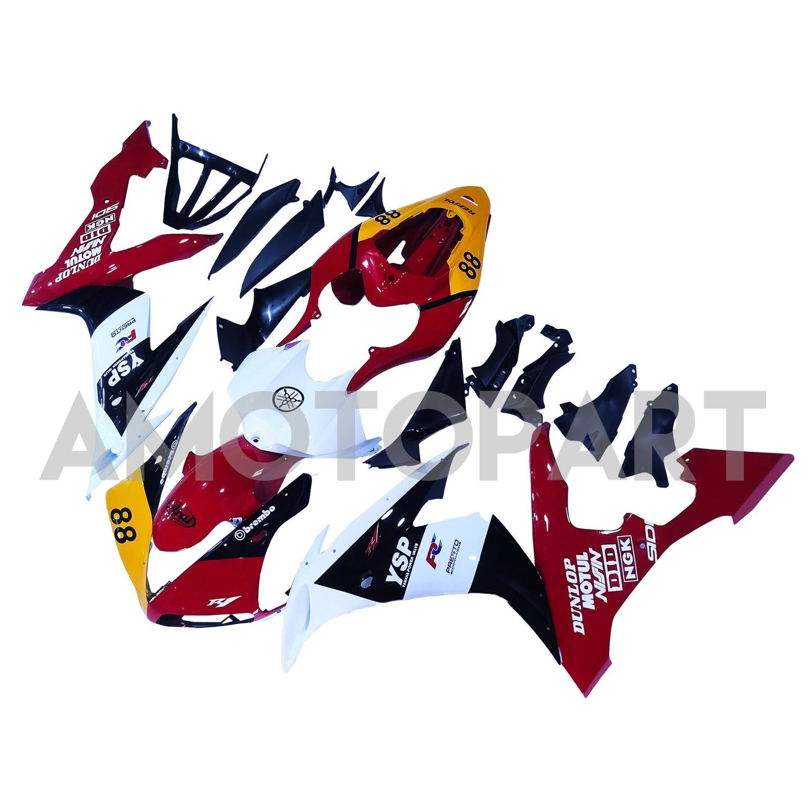 AMOTOPART 2004-2006 YZF 1000 R1 YAMAHA RED WHITE FAIRING KIT