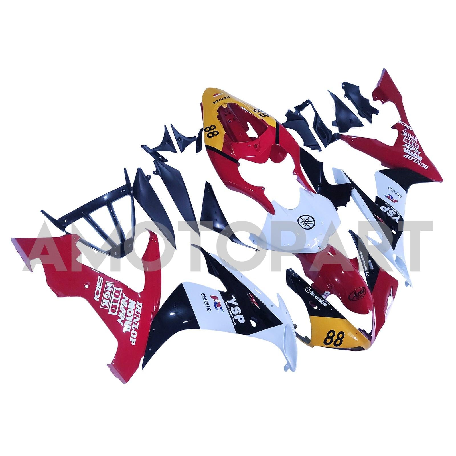 AMOTOPART 2004-2006 YZF 1000 R1 YAMAHA RED WHITE FAIRING KIT