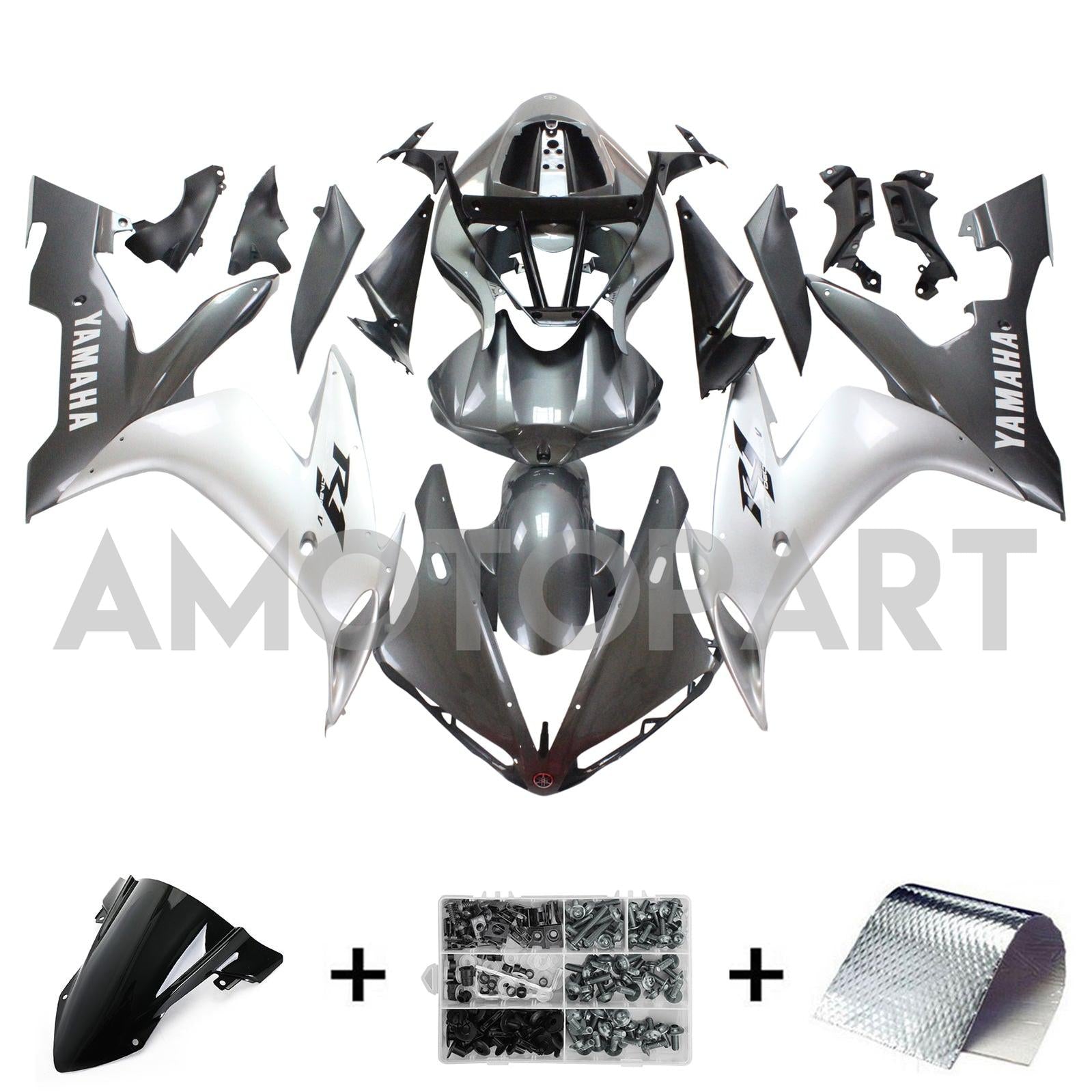 Amotopart Yamaha 2004-2006 YZF 1000 R1 Sliver Fairing Kit