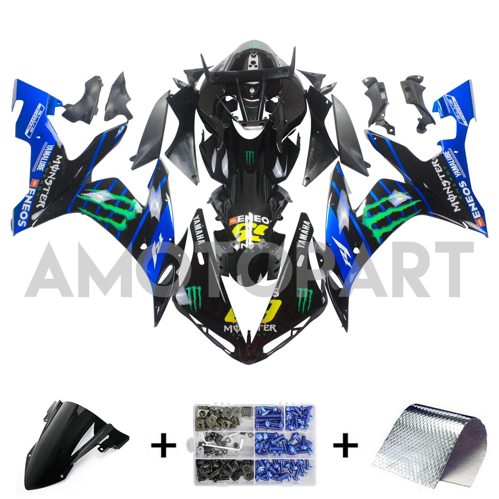 Amotopart Yamaha 2004-2006 YZF 1000 R1 Black Blue Fairing Kit