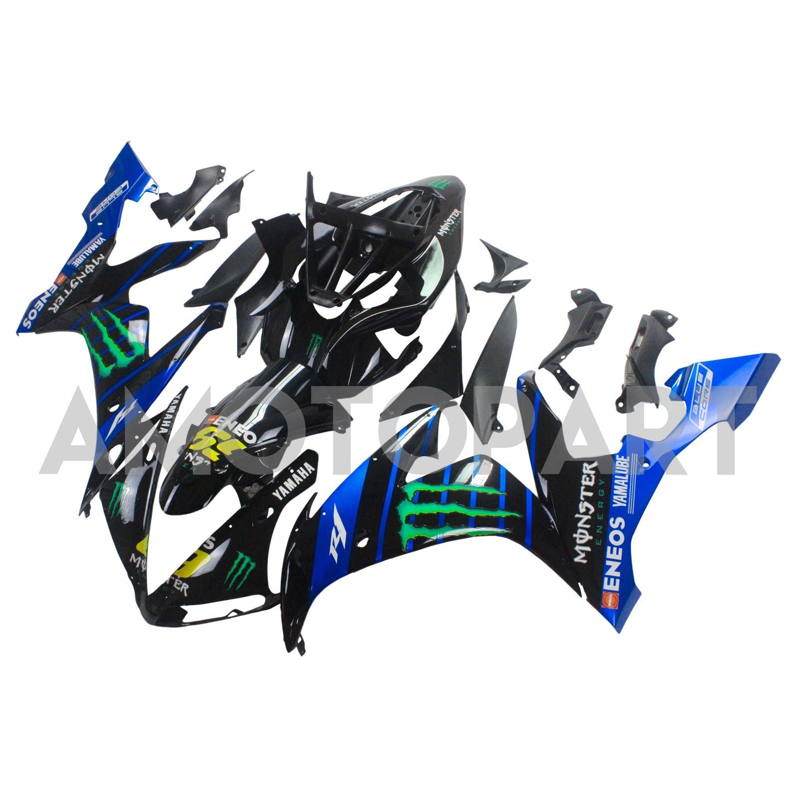 Amotopart Yamaha 2004-2006 YZF 1000 R1 Black Blue Fairing Kit