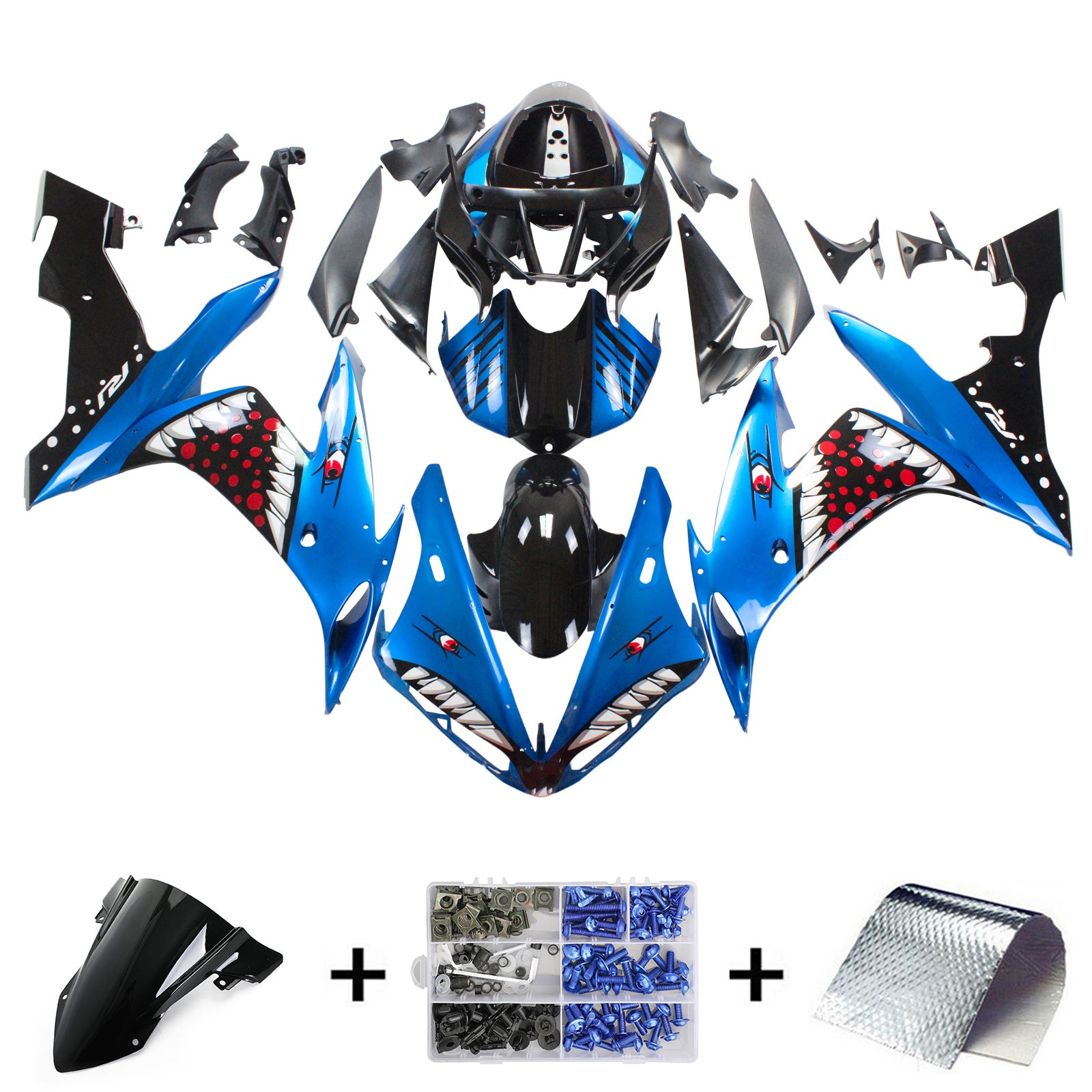 Amotopart Kit de carénage carrosserie plastique ABS adapté pour Yamaha YZF 1000 R1 2004-2006