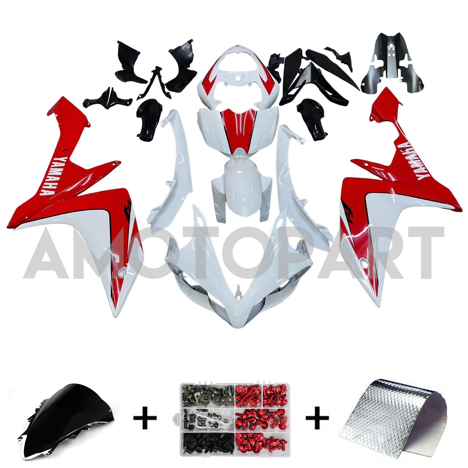 Amotopart 2007-2008 Yamaha YZF 1000 R1 Red&White Style3 Fairing Kit