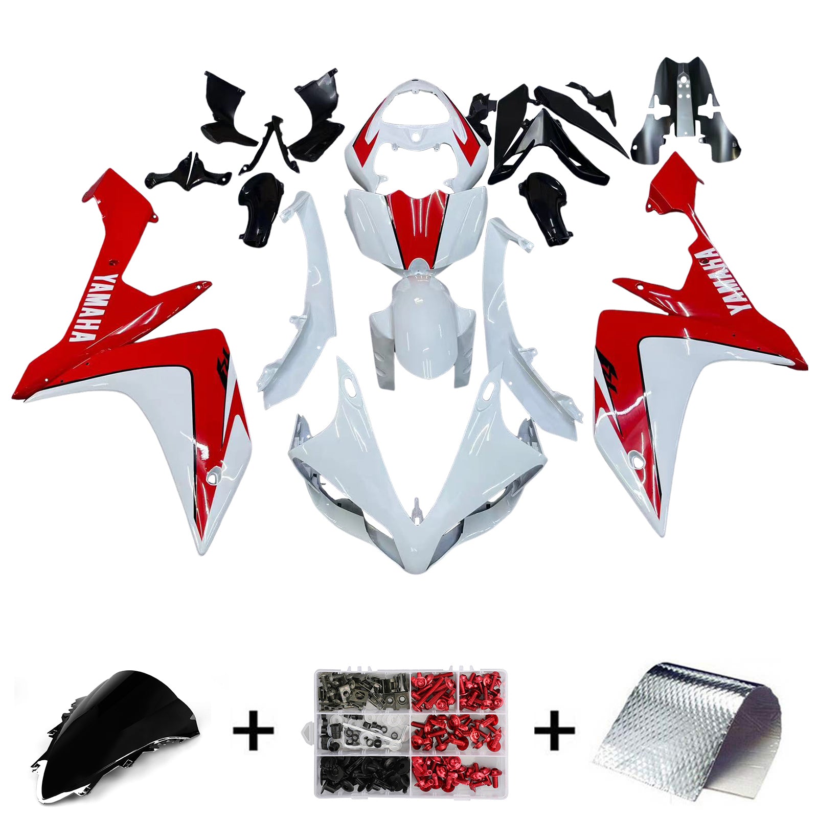 Amotopart 2007-2008 Yamaha YZF 1000 R1 Kit de carénage rouge et blanc Style3