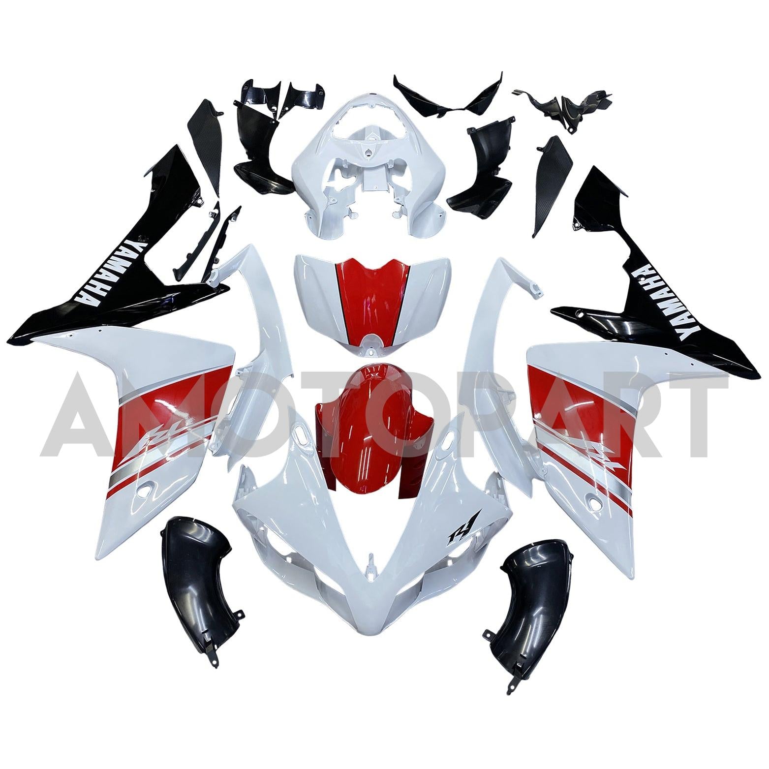 Amotopart 2007-2008 ヤマハ YZF 1000 R1 レッド&ホワイト Style4 フェアリングキット
