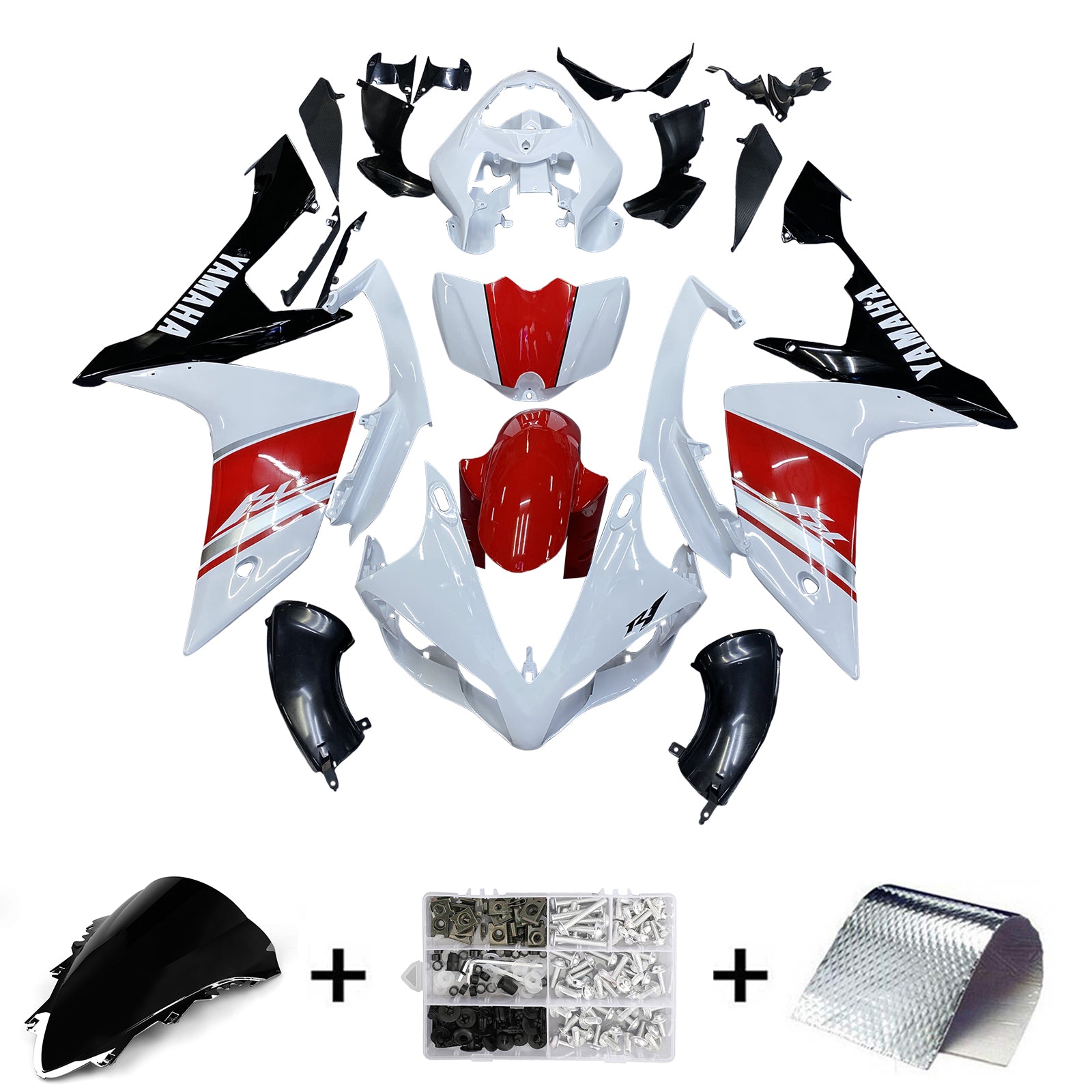 Amotopart 2007-2008 Yamaha YZF 1000 R1 Kit de carénage Style4 rouge et blanc