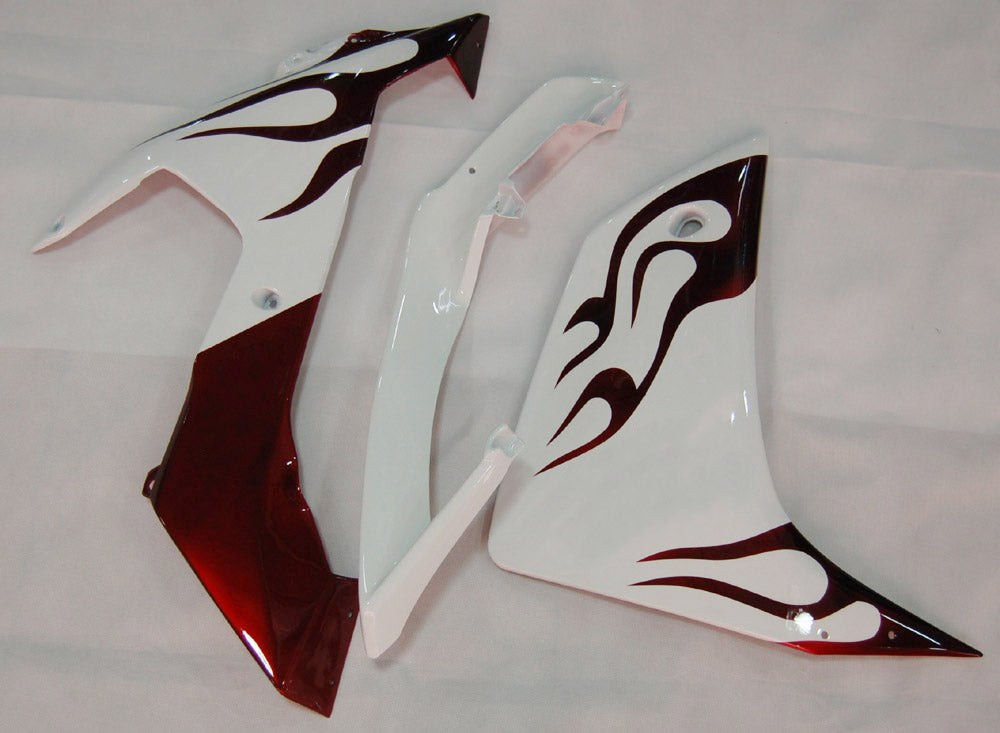Amotopart 2007-2008 Yamaha YZF 1000 R1 White with Flame Fairing Kit