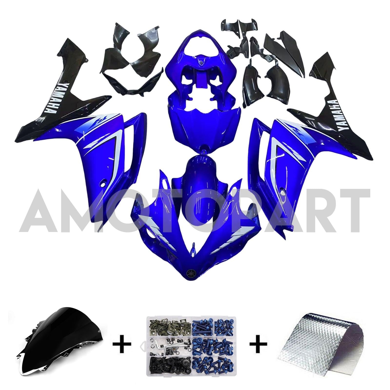 Amotopart 2007-2008 Yamaha YZF 1000 R1 Blue&Black Style1 Fairing Kit