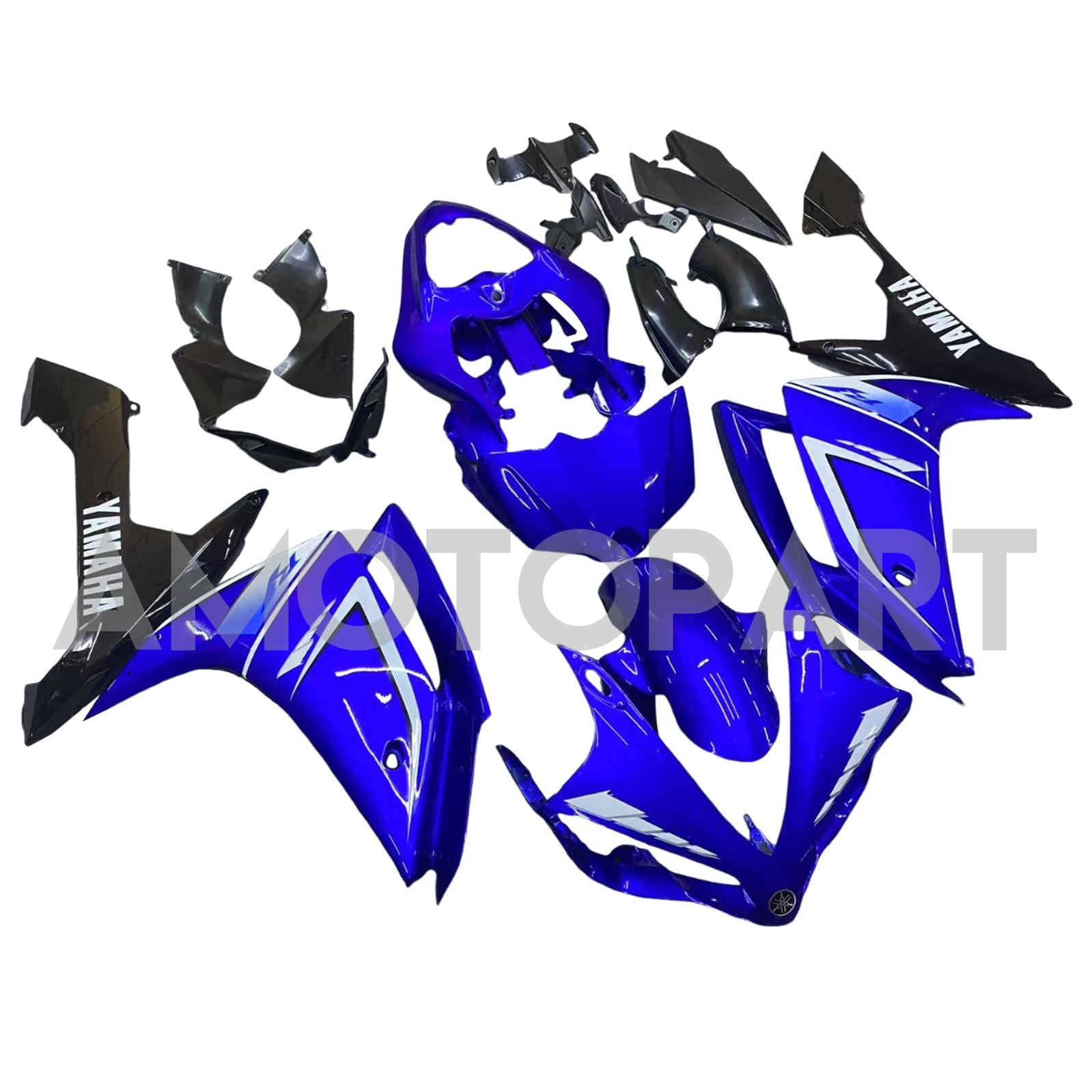 Amotopart 2007-2008 Yamaha YZF 1000 R1 Bleu&Kit de carénage Black Style1