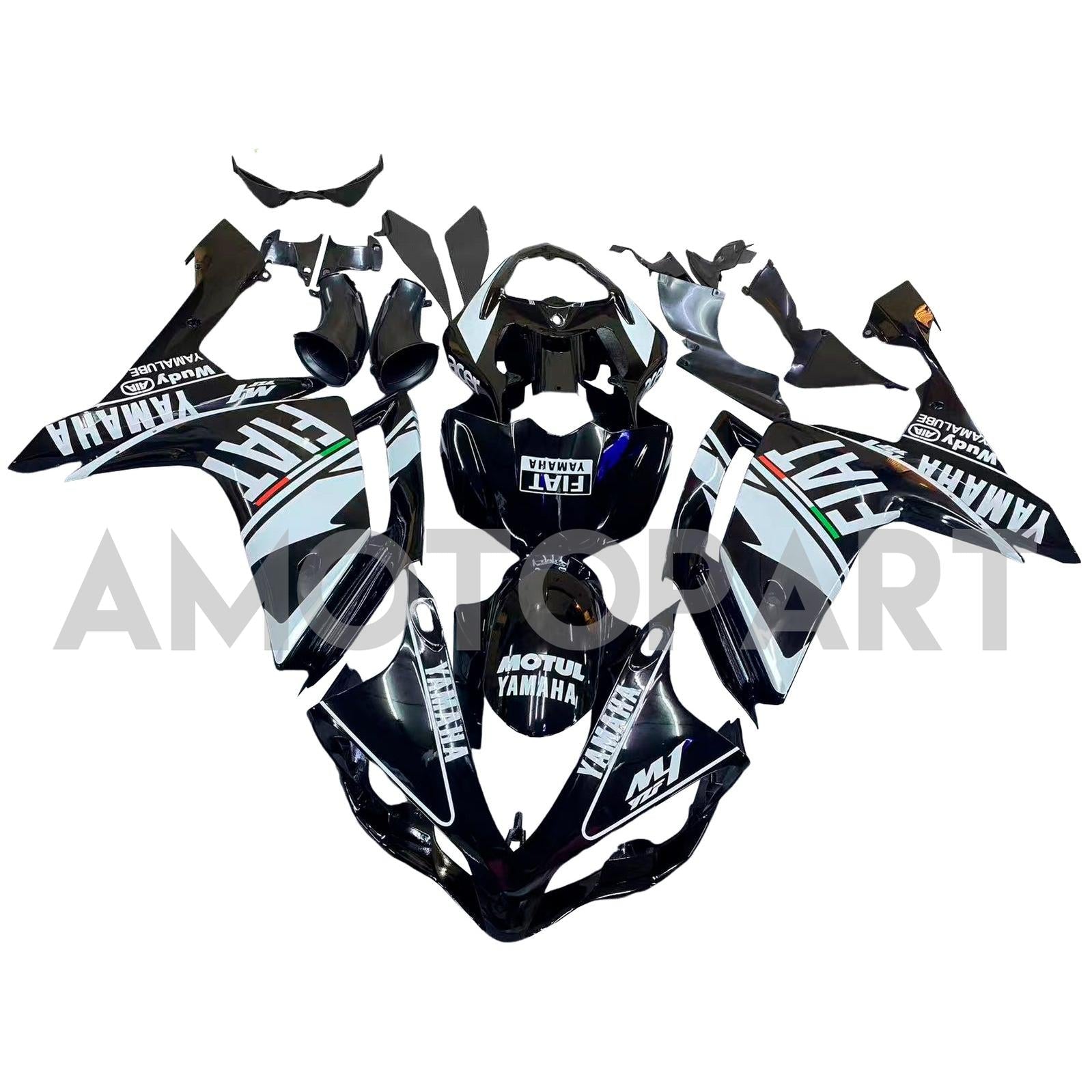 Amotopart 2007-2008 ヤマハ YZF 1000 R1 ブラック ホワイト スタイル R3 フェアリングキット