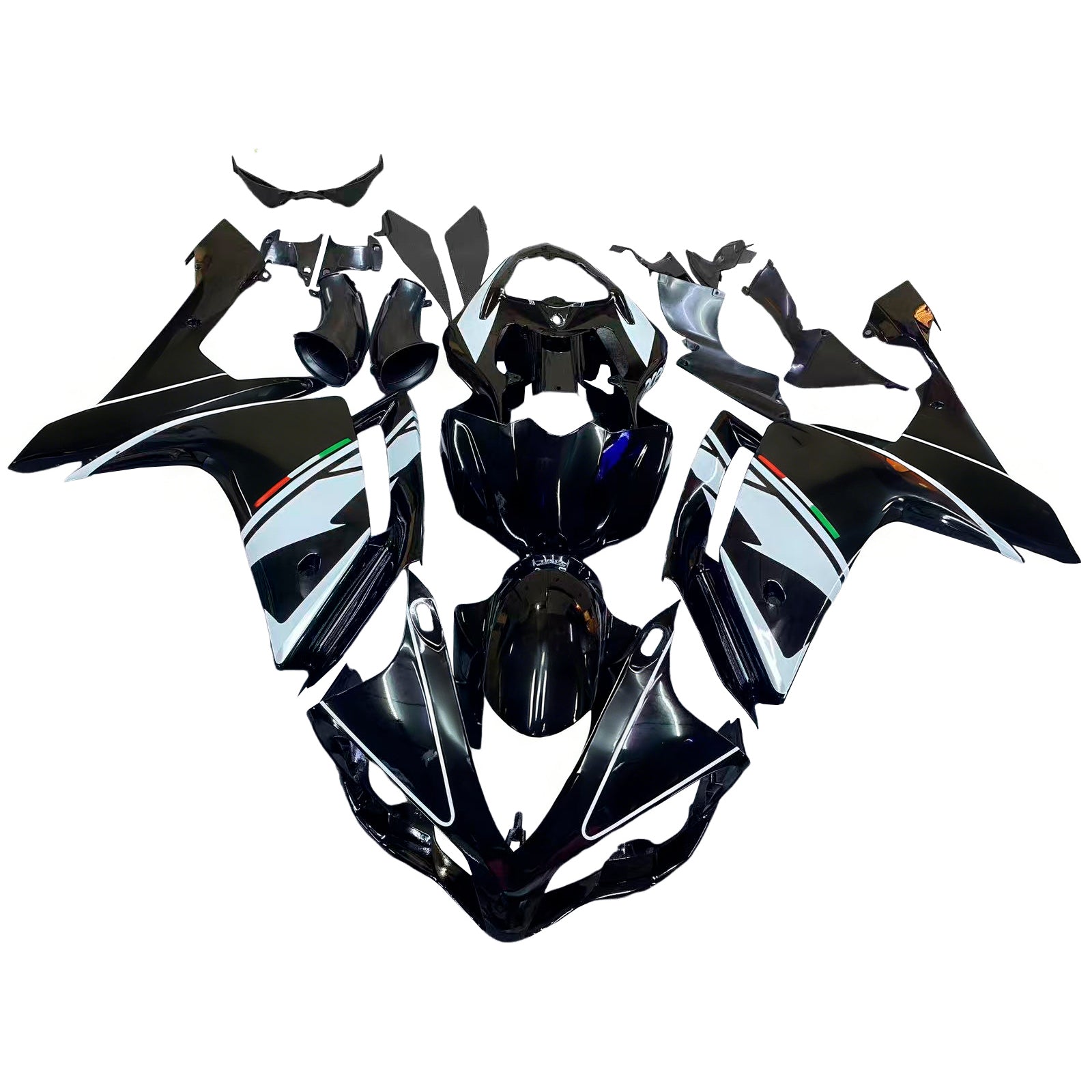 Amotopart 2007-2008 YAMAHA YZF 1000 R1 Black White Style 3D Kairing Kit