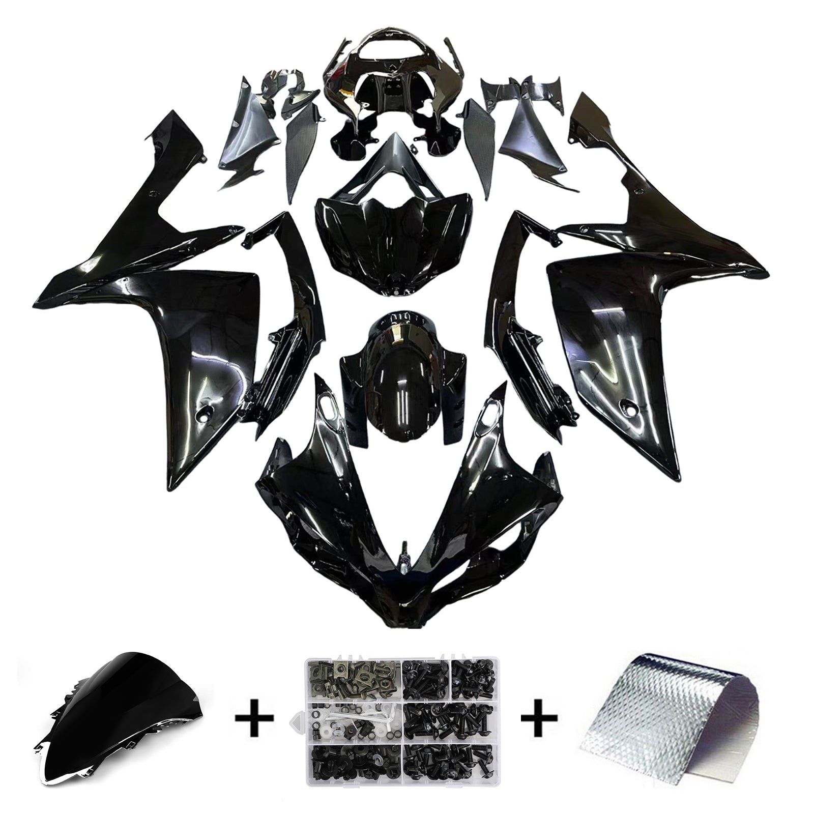 Amotopart 2007-2008 Yamaha Yzf 1000 R1 Kit de carénage noir brillant