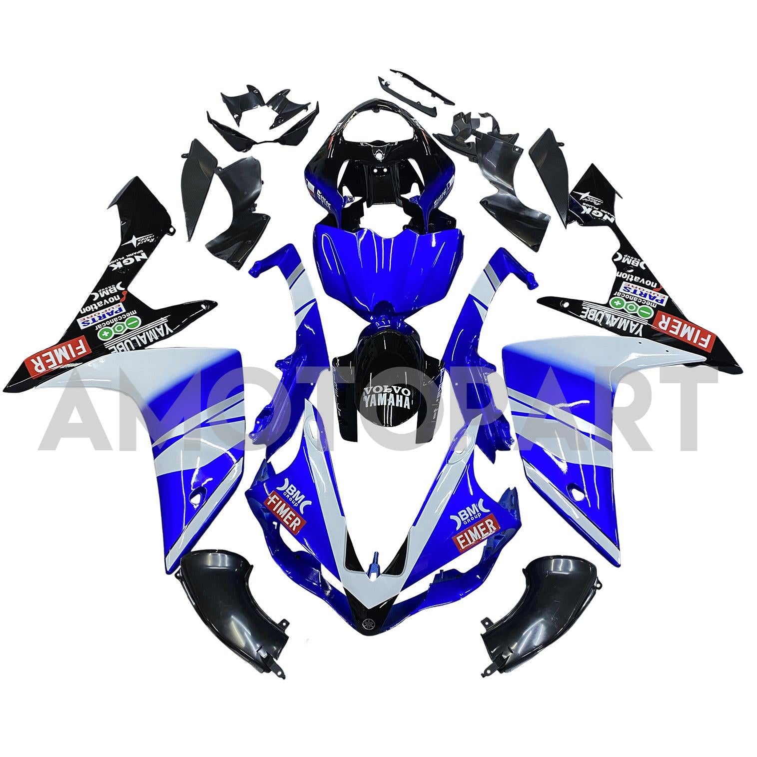 Amotopart 2007-2008 Yamaha YZF 1000 R1 Blue&Black Style6 Fairing Kit