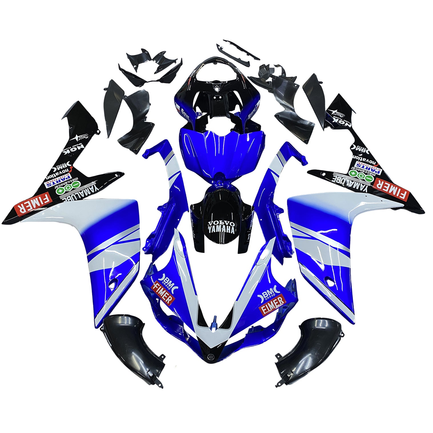 Amotopart 2007–2008 Yamaha YZF 1000 R1 Blue &amp; Black Style6 Verkleidungsset