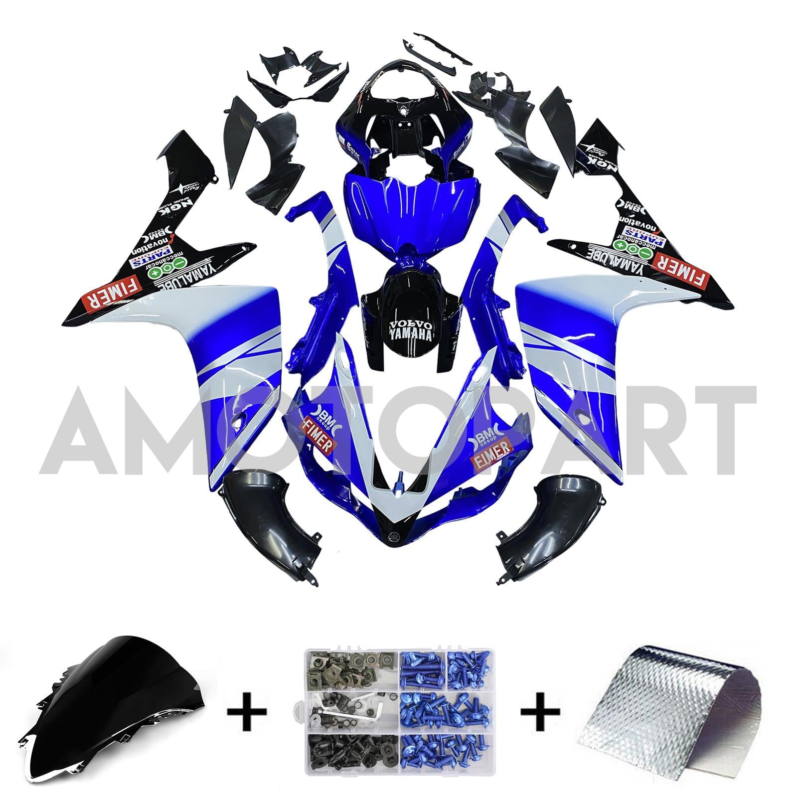 Amotopart 2007-2008 Yamaha YZF 1000 R1 Blue&Black Style6 Fairing Kit