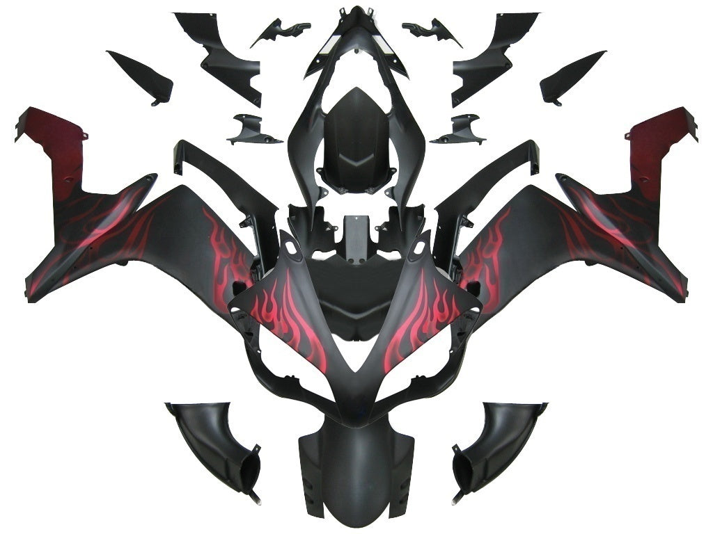 Amotopart 2007-2008 Yamaha YZF-R1 Matte Red Flame Fairing Kit