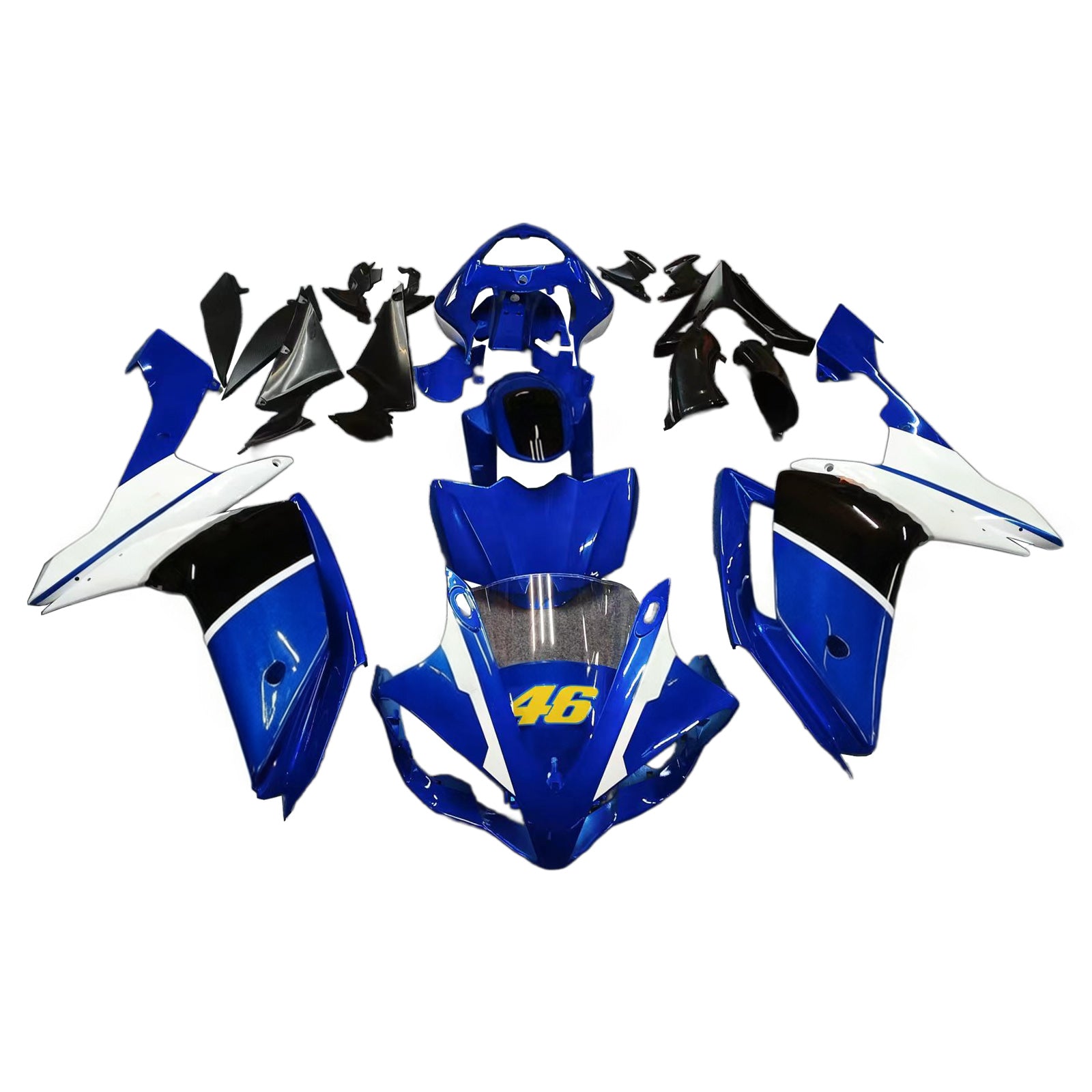 Amotopart 2007-2008 Kit carena Yamaha YZF 1000 R1 blu e nero Styl3