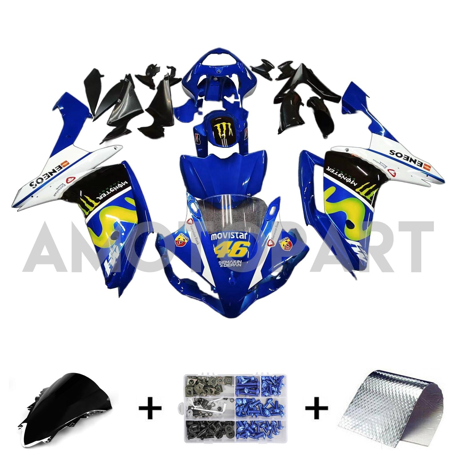 Amotopart 2007-2008 Yamaha YZF 1000 R1 Blue&Black Style3 Fairing Kit