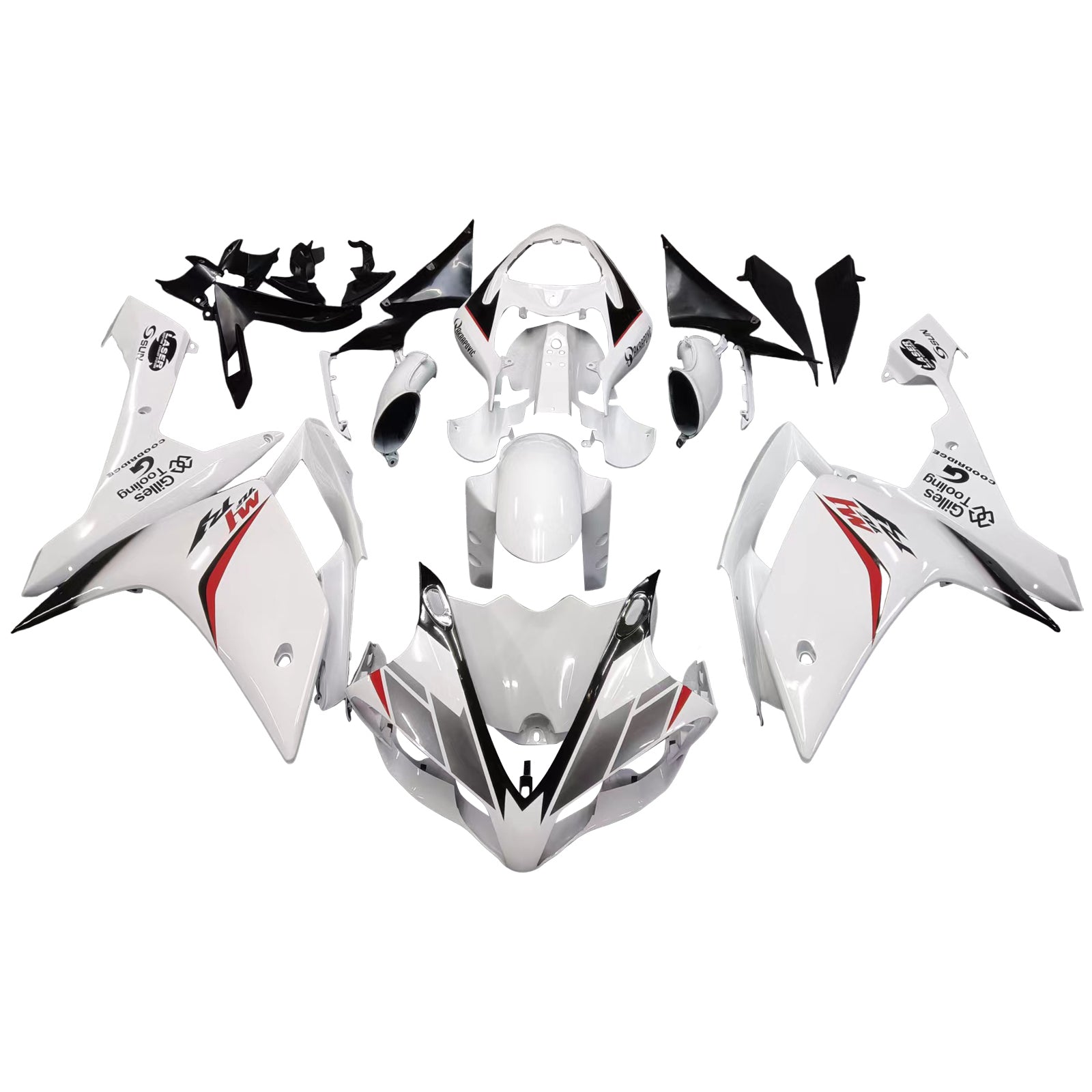 Amotopart 2007-2008 Yamaha YZF 1000 R1 White with Logo Fairing Kit