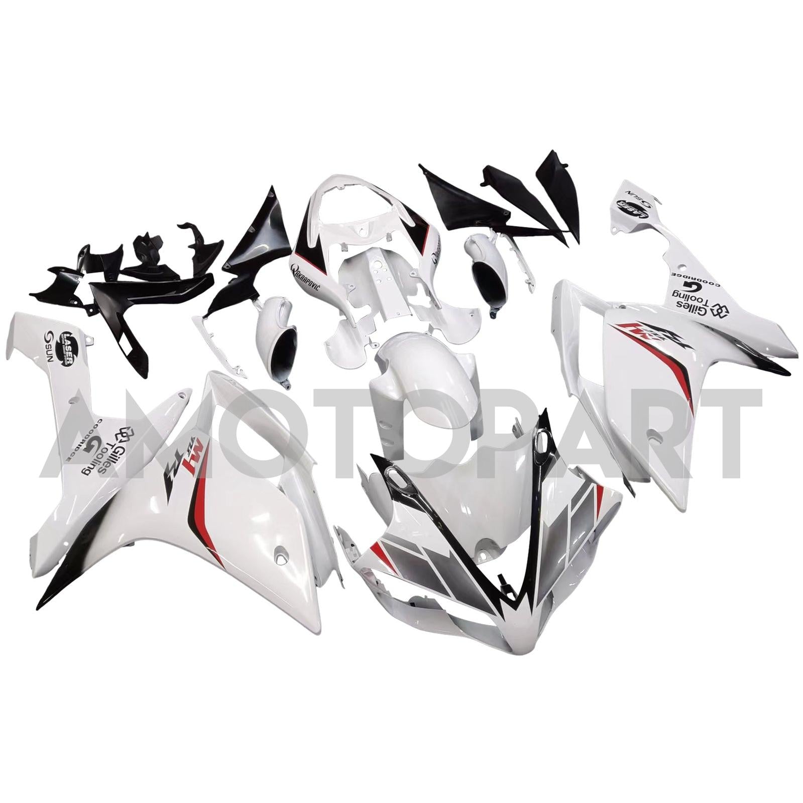 Amotopart 2007-2008 Yamaha YZF 1000 R1 White with Logo Fairing Kit