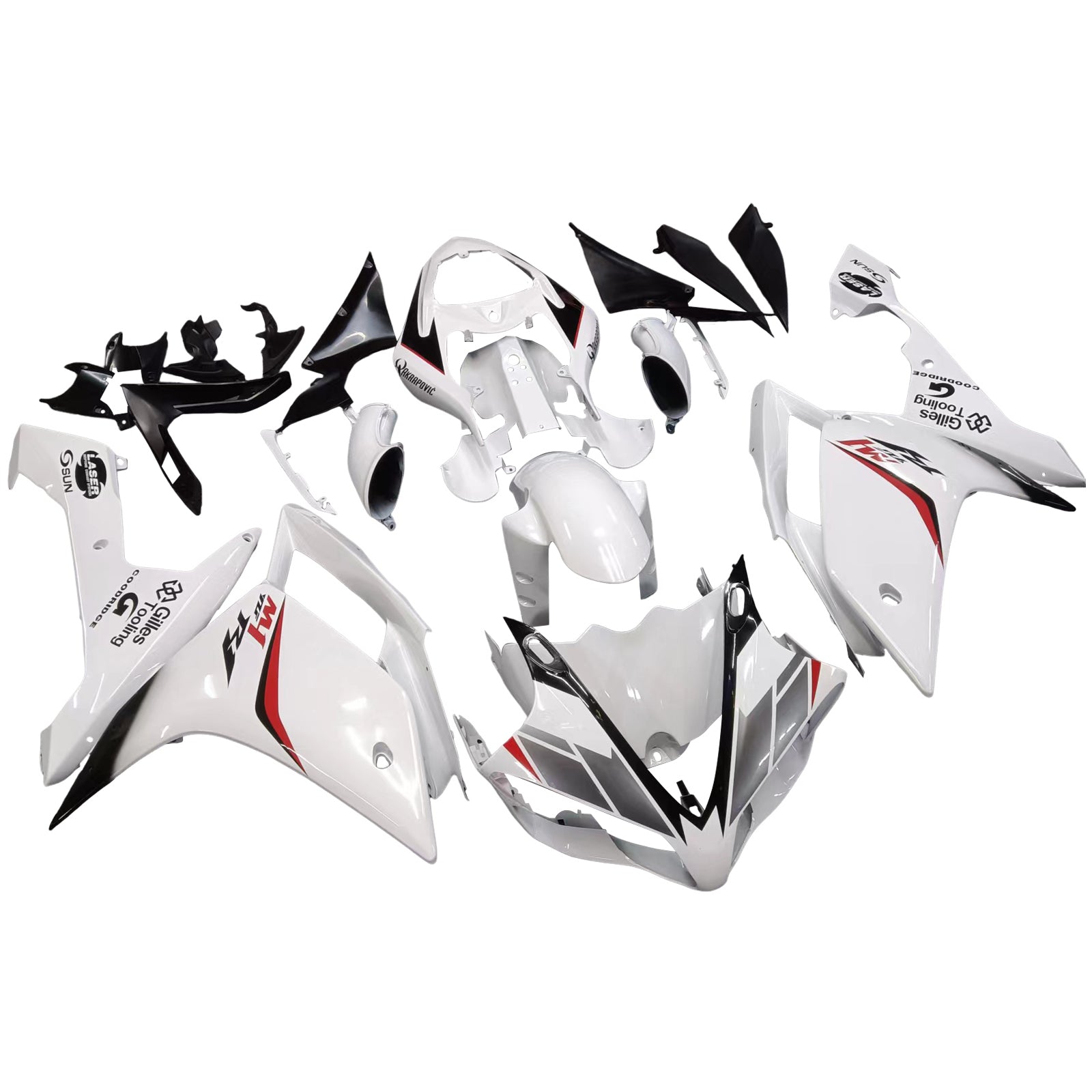 Amotopart 2007-2008 Yamaha YZF 1000 R1 blanc avec kit de carénage logo