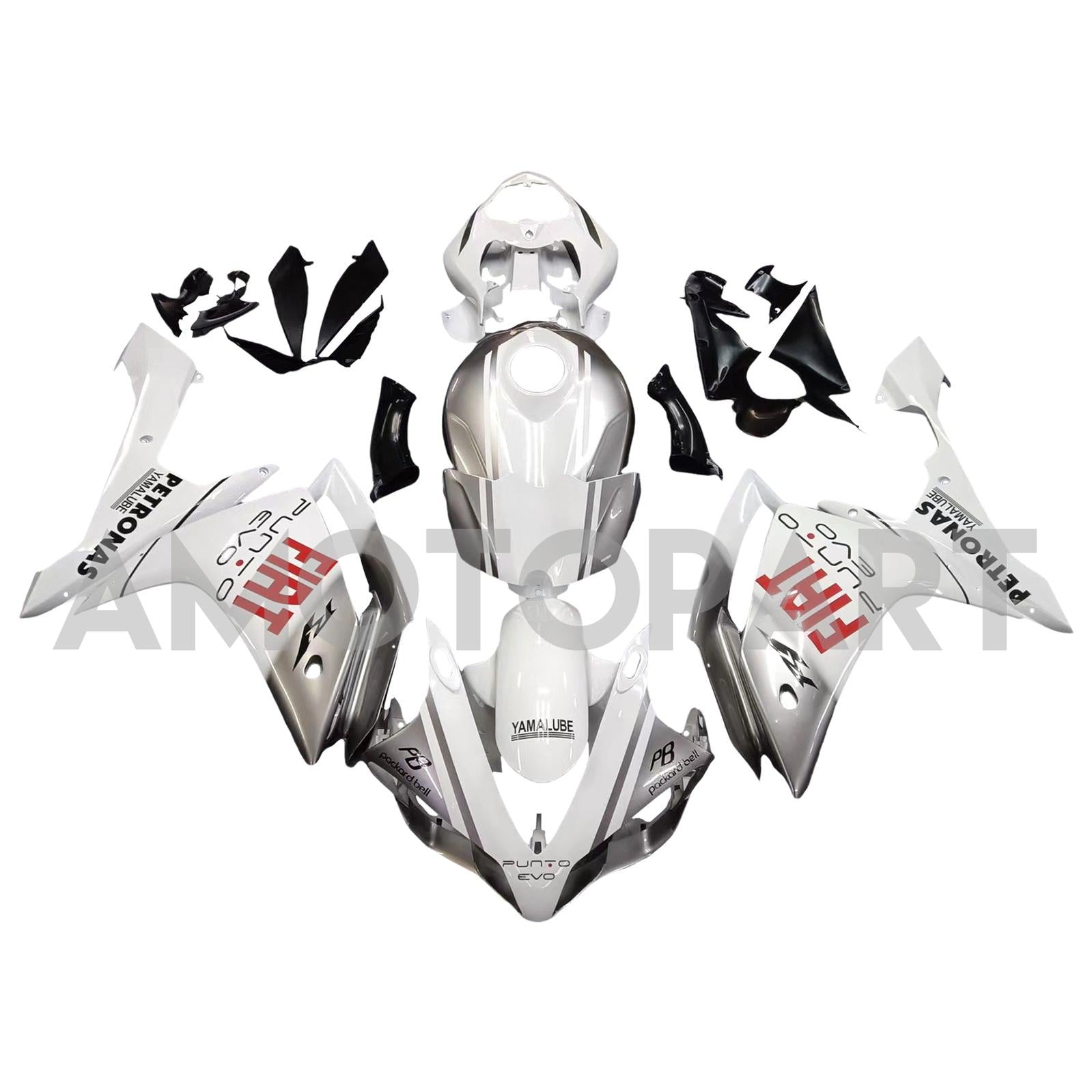 Amotopart 2007-2008 Yamaha YZF 1000 R1 White&Silver Fairing Kit