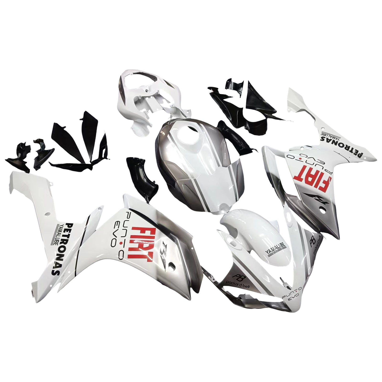 Amotopart 2007-2008 Yamaha YZF 1000 R1 White&Silver Fairing Kit