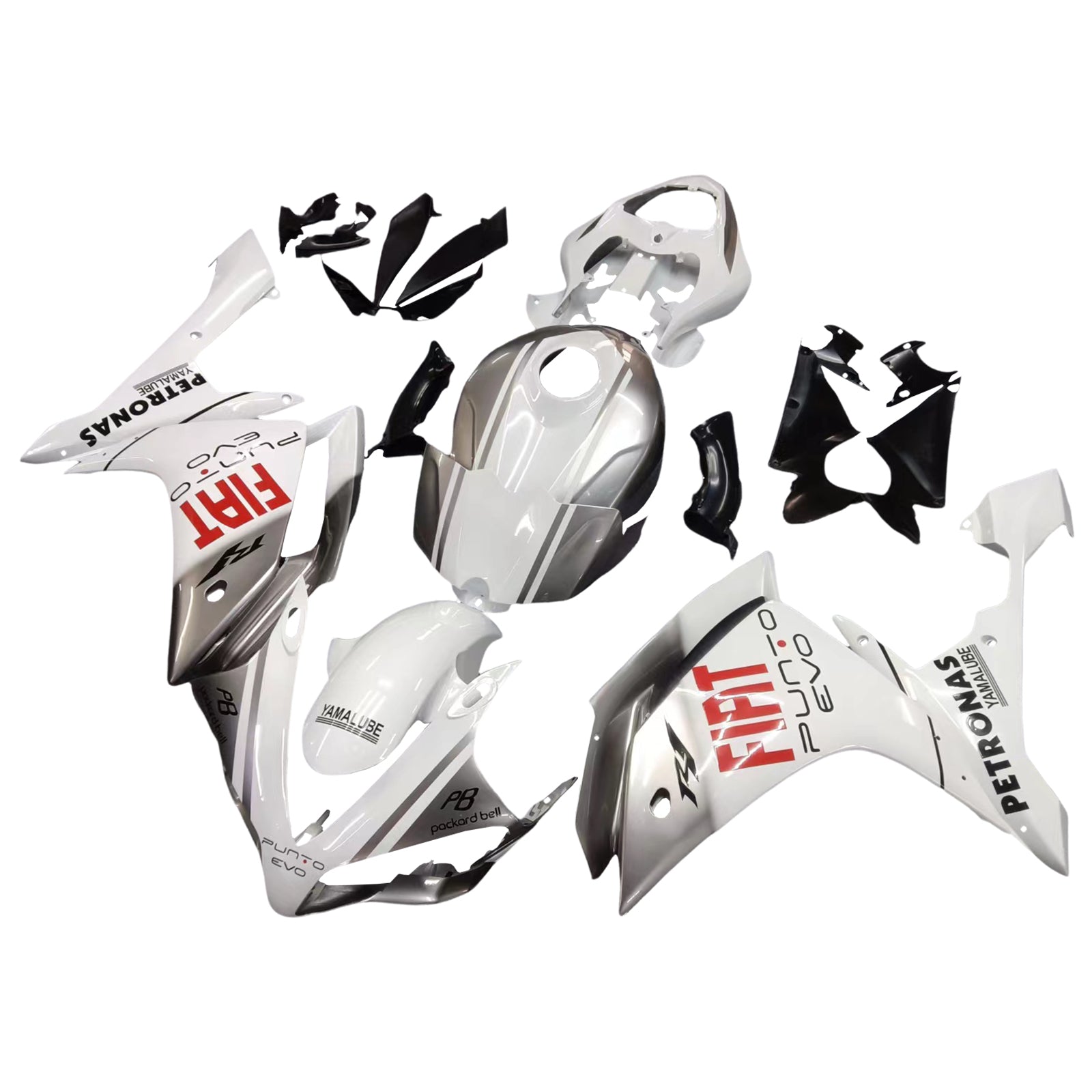 Amotopart 2007-2008 Yamaha YZF 1000 R1 White&Silver Fairing Kit