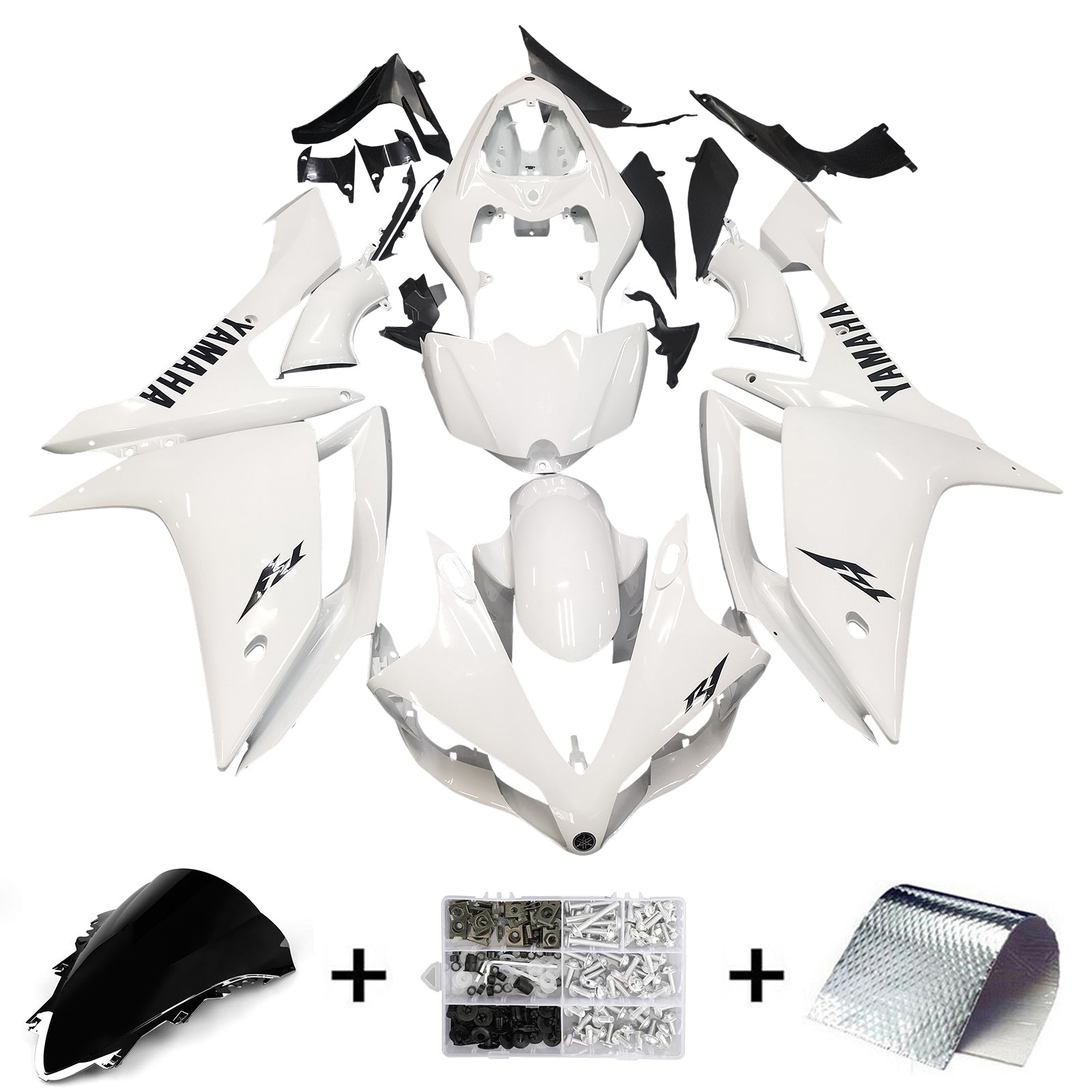 Amotopart Yamaha 2007-2008 YZF 1000 R1 White Fairing Kit