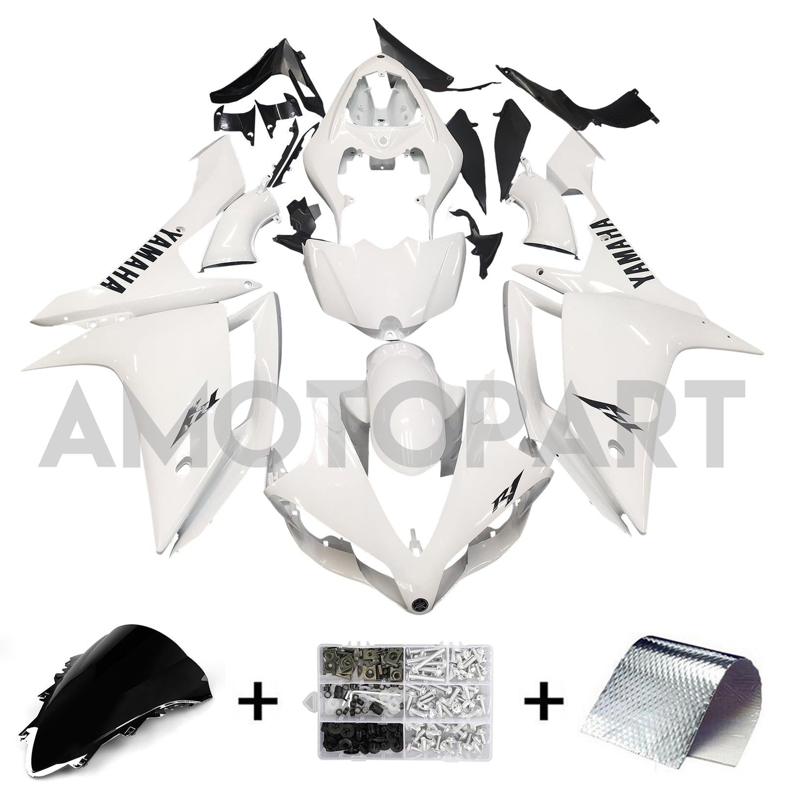 Amotopart Yamaha 2007-2008 YZF 1000 R1 White Fairing Kit