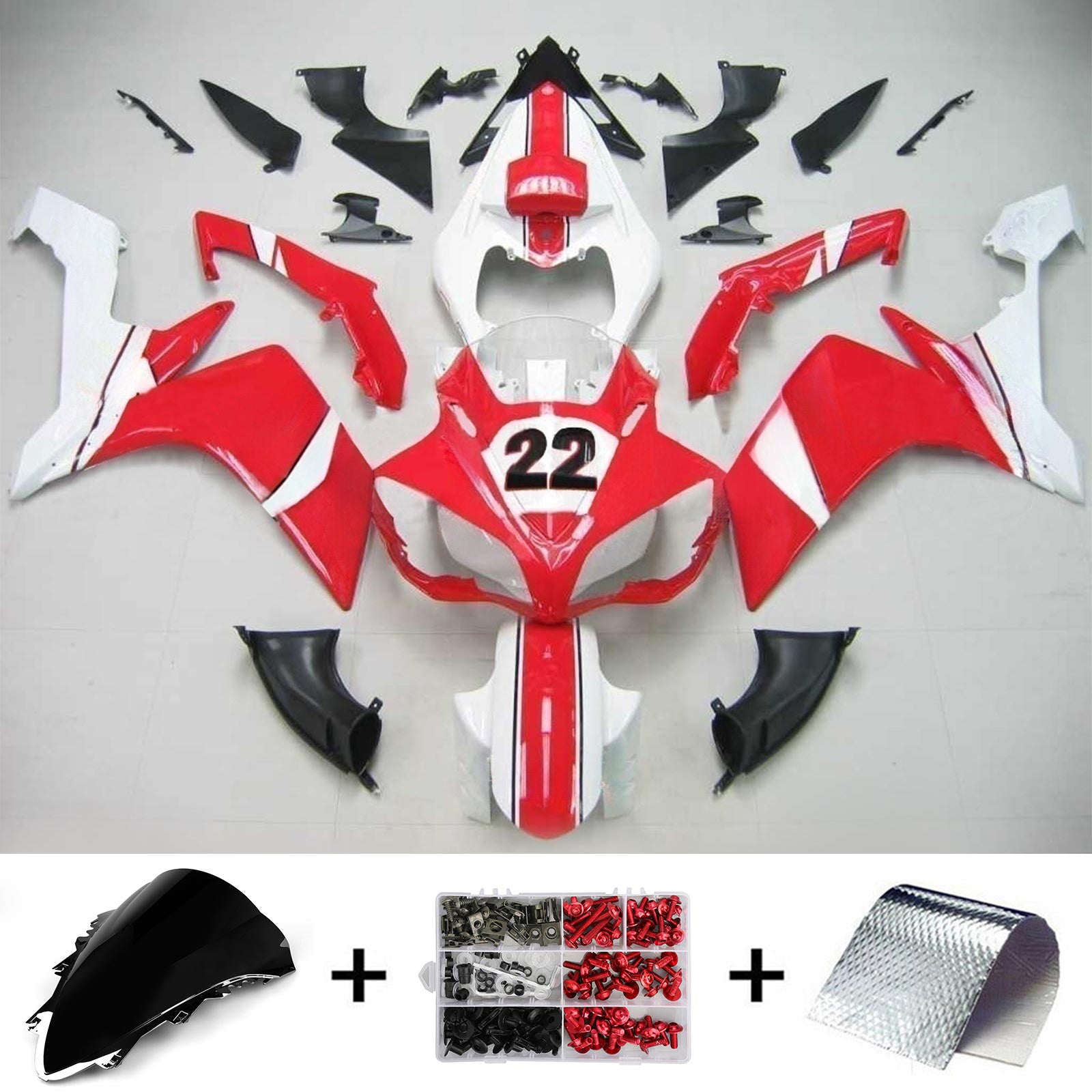 Amotopart Yamaha 2007-2008 YZF 1000 R1 Red White Fairing Kit