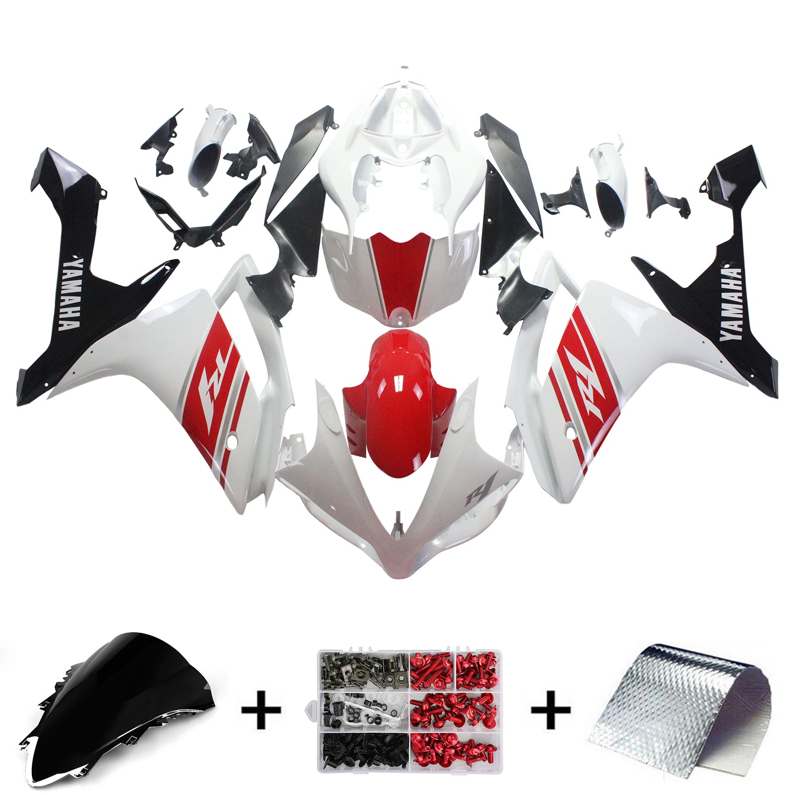 Amotopart Yamaha 2007-2008 YZF 1000 R1 White Fairing Kit