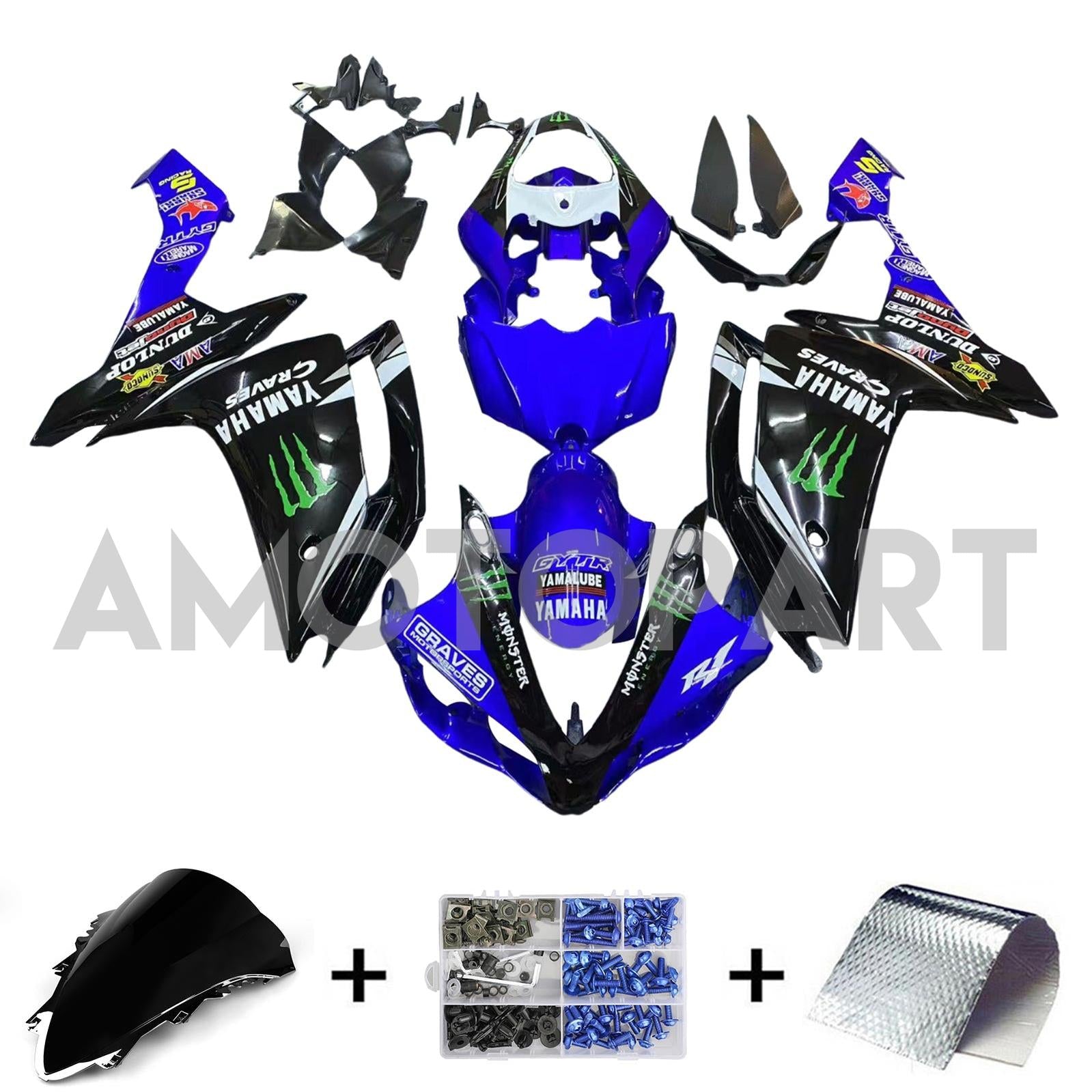 Amotopart Yamaha 2007-2008 YZF 1000 R1 Monster Fairing Kit