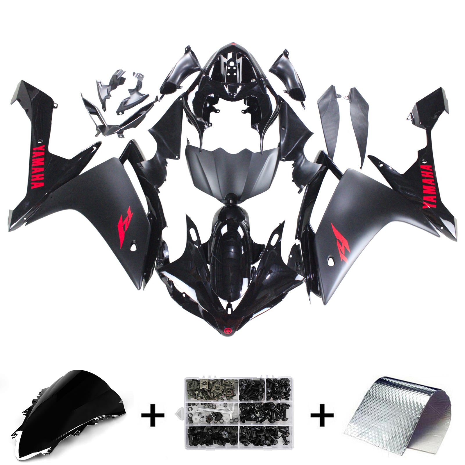 Kit de carénage Amotopart Yamaha 2007-2008 YZF 1000 R1 noir